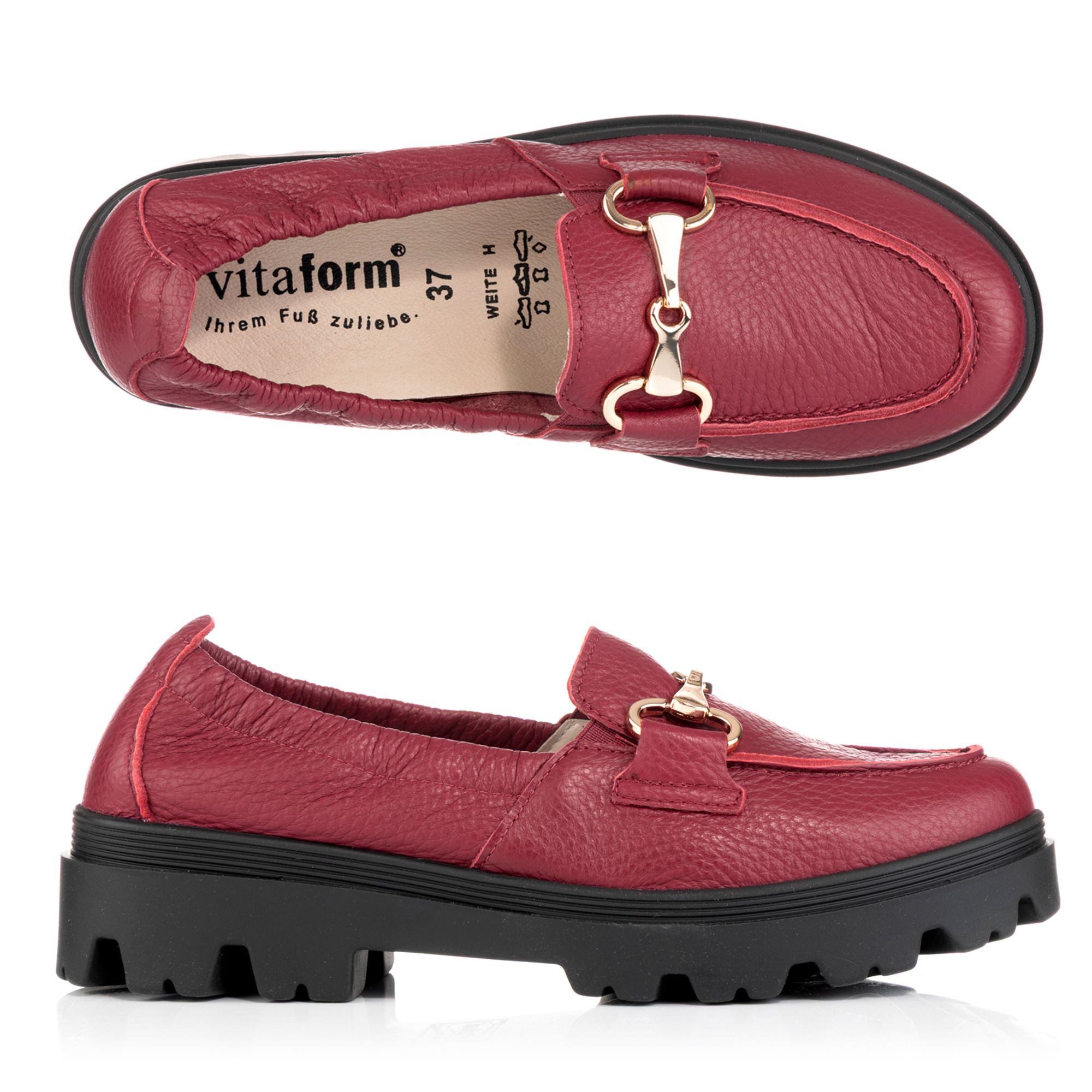 VITAFORM Damen-Slipper Hirschleder Schmucktrense Sohle Finja
