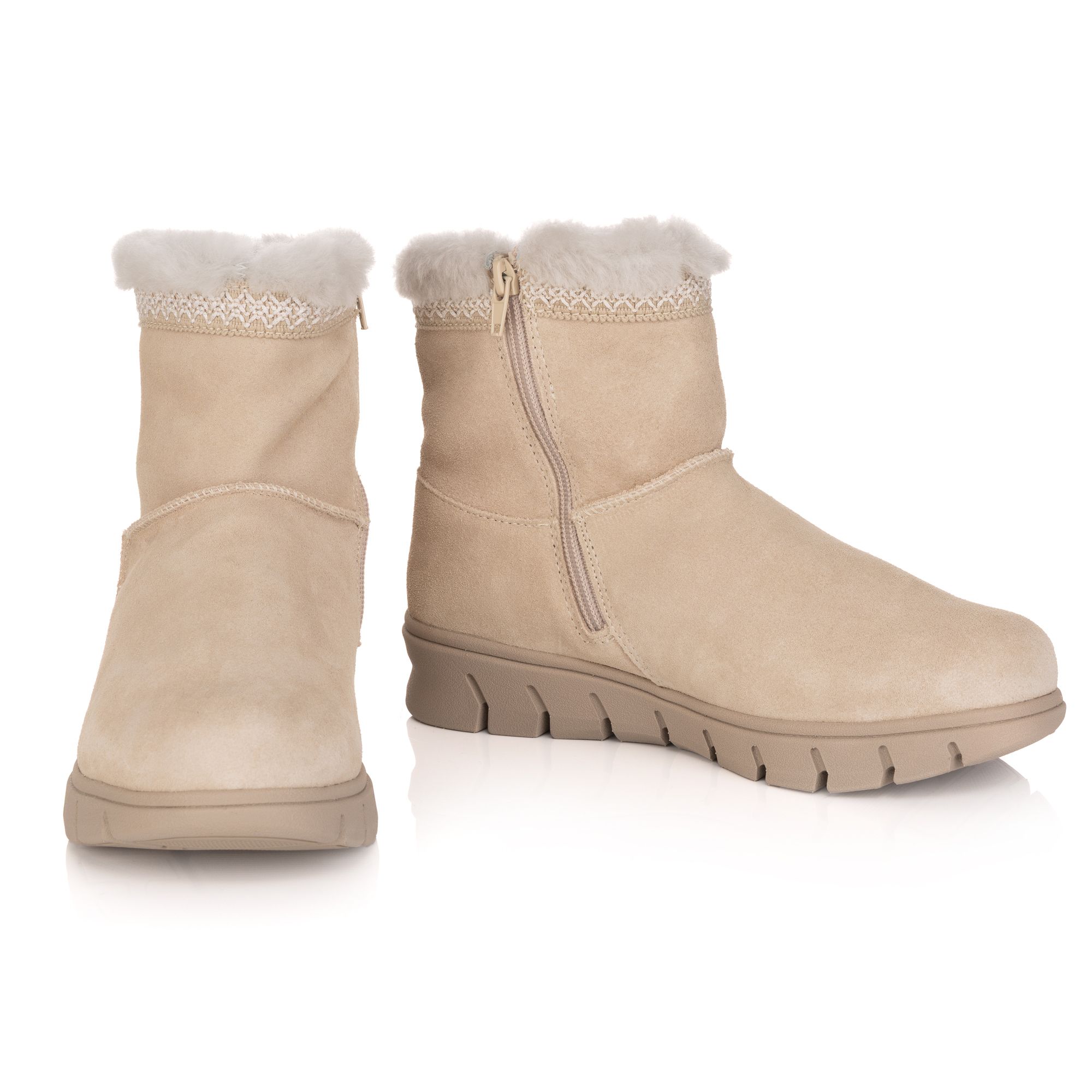 VITAFORM Damen-Bootie Lammfell Zierbordüre Sohle Free Run 2.0