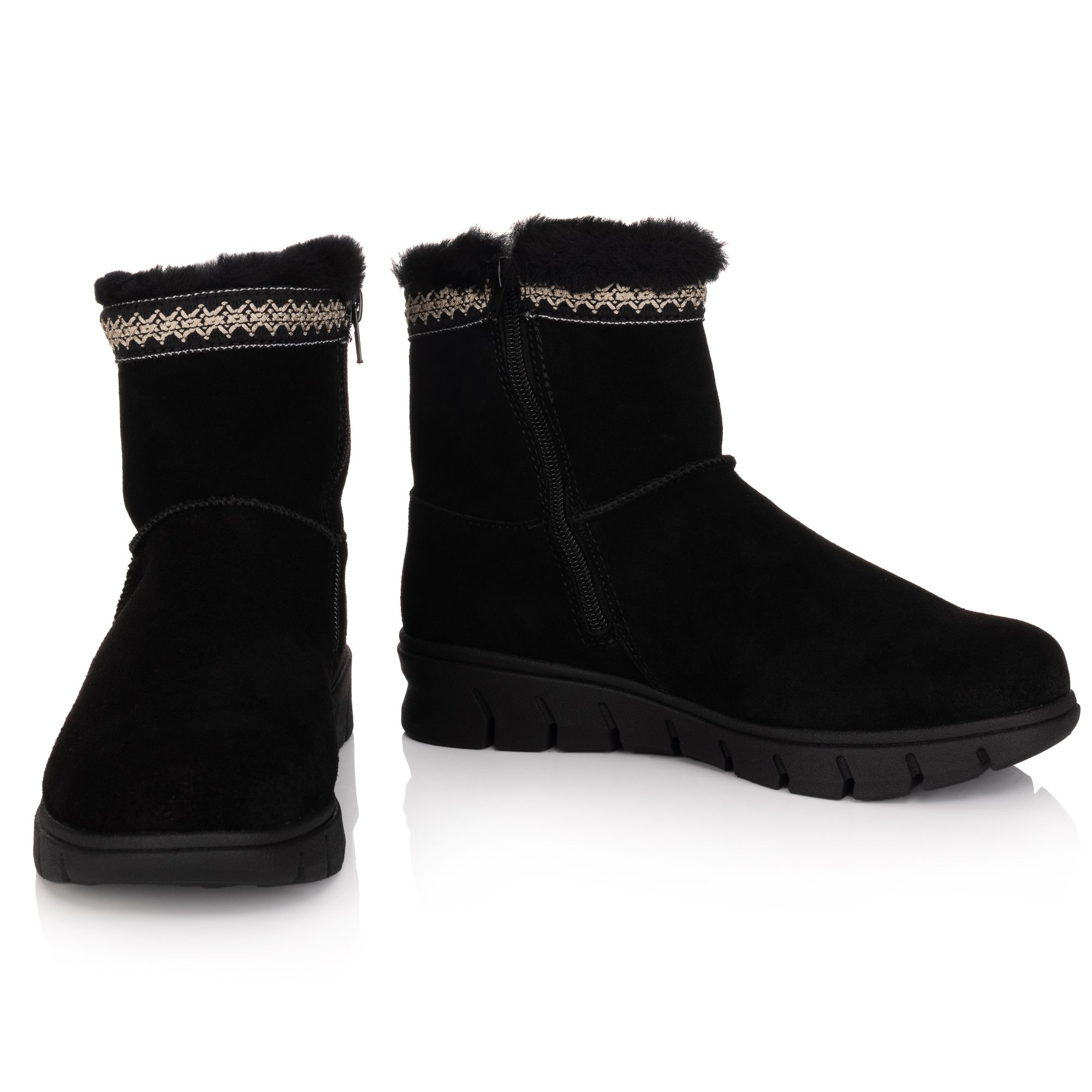 VITAFORM Damen-Bootie Lammfell Zierbordüre Sohle Free Run 2.0