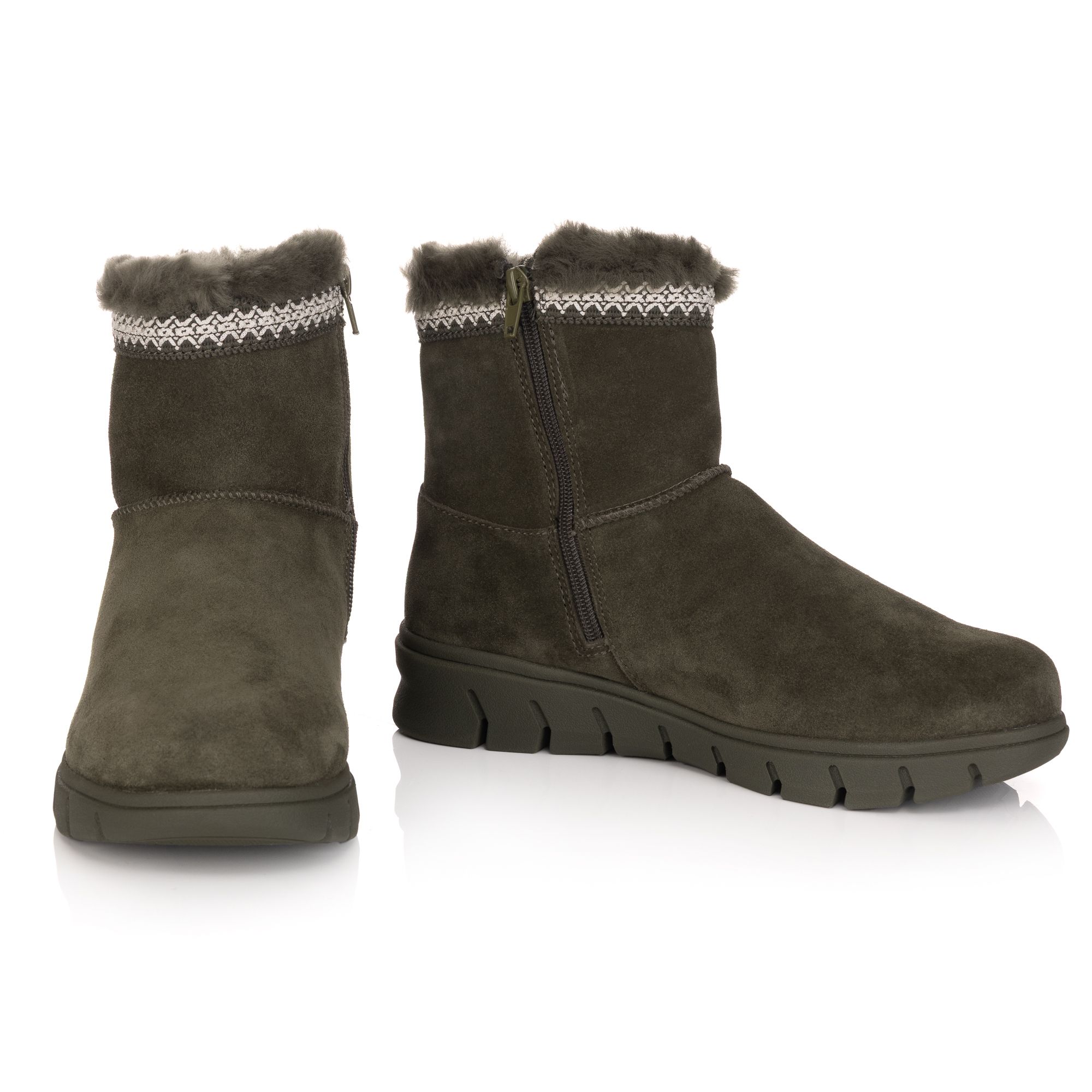 VITAFORM Damen-Bootie Lammfell Zierbordüre Sohle Free Run 2.0