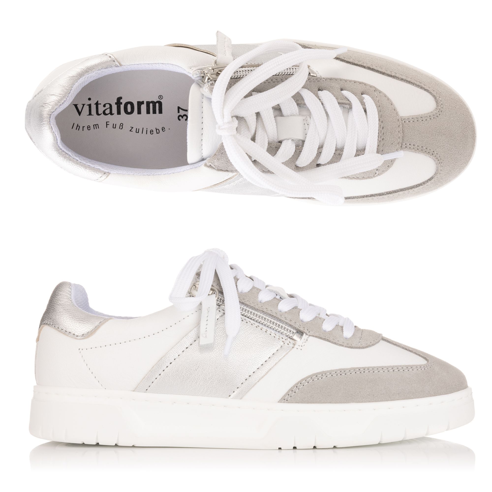 VITAFORM Damen-Sneaker Nappa/ Veloursleder seitl. Reißverschluss Sohle Marla