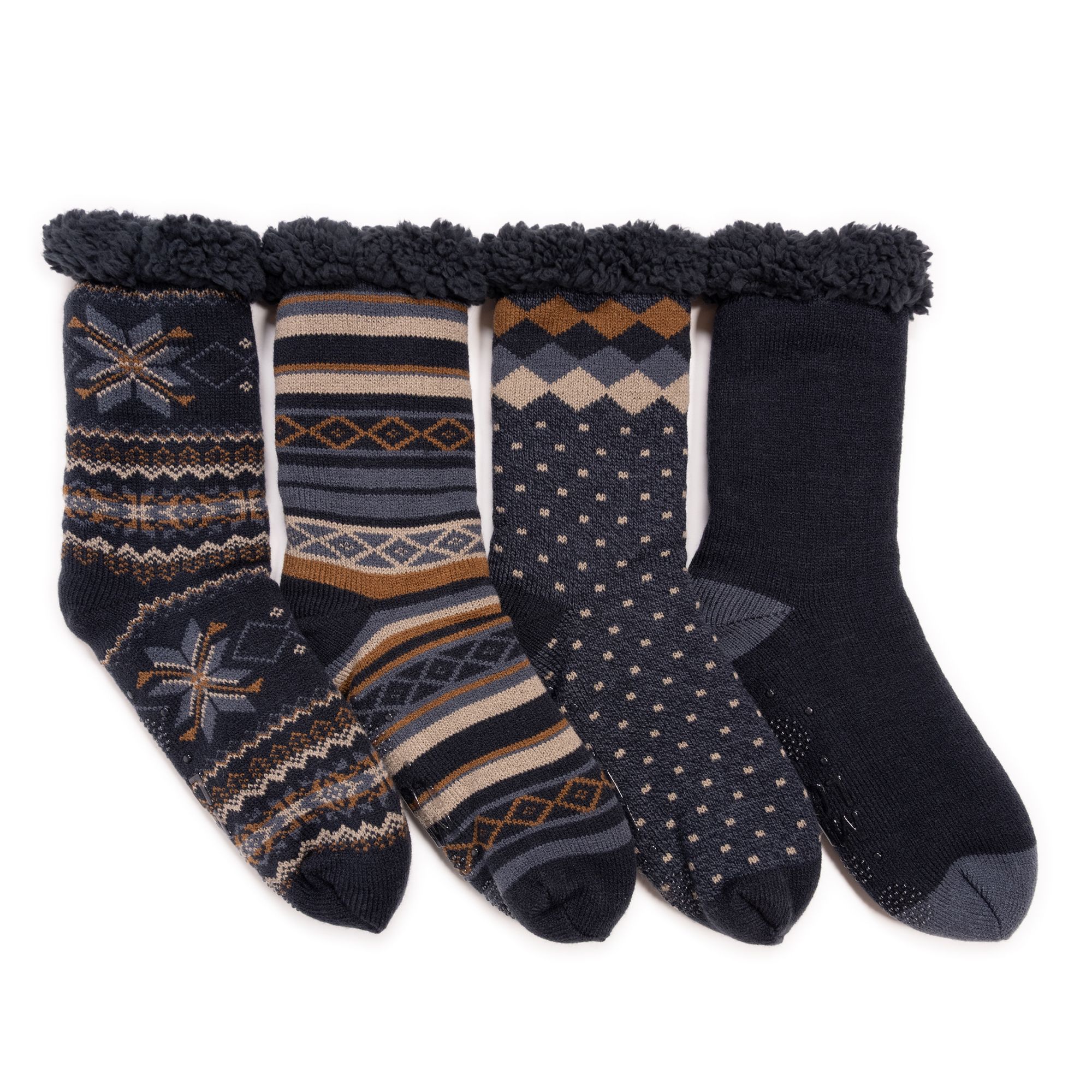 MUK LUKs Herren- Stopper-Socken weich gefüttert 4er Pack