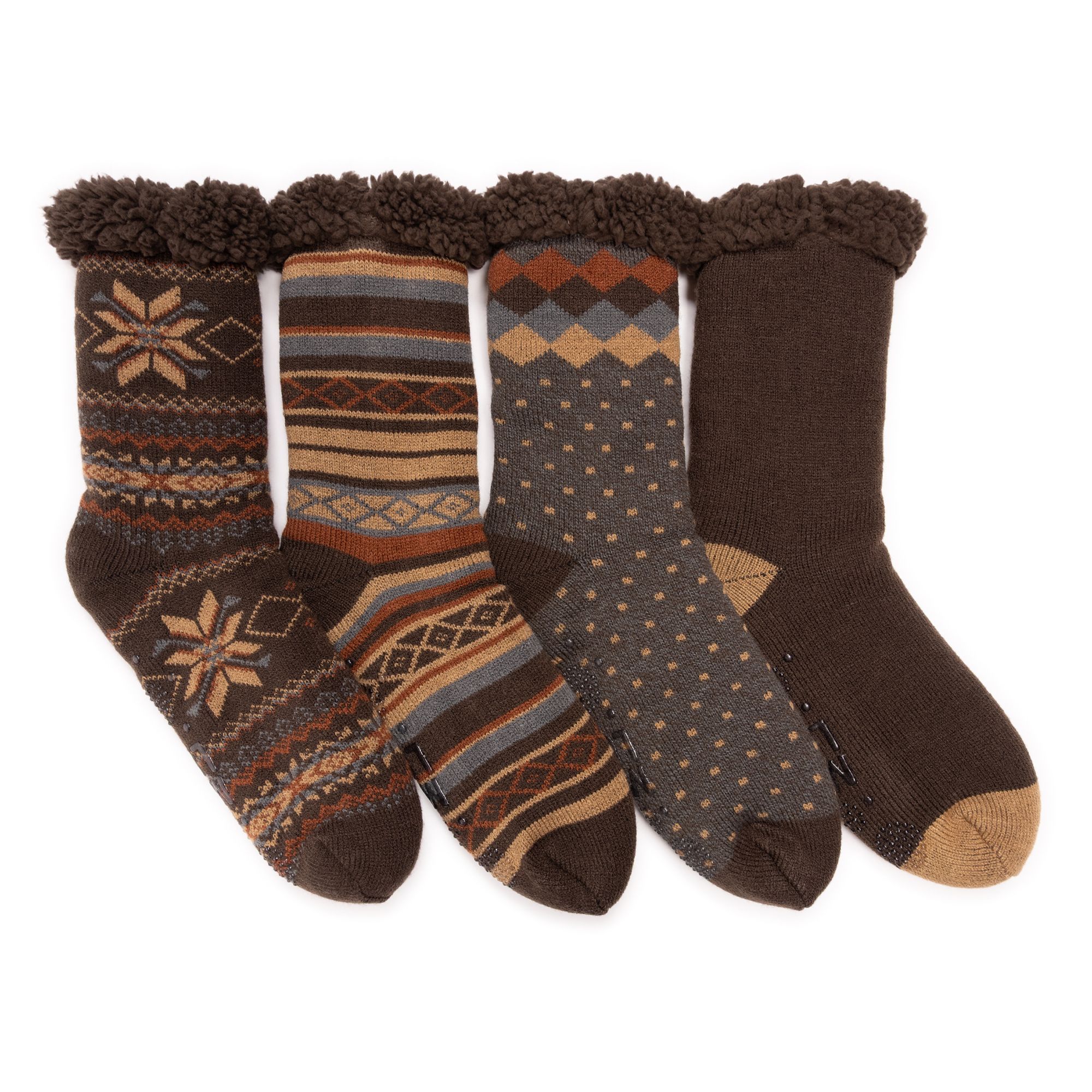 MUK LUKs Herren- Stopper-Socken weich gefüttert 4er Pack