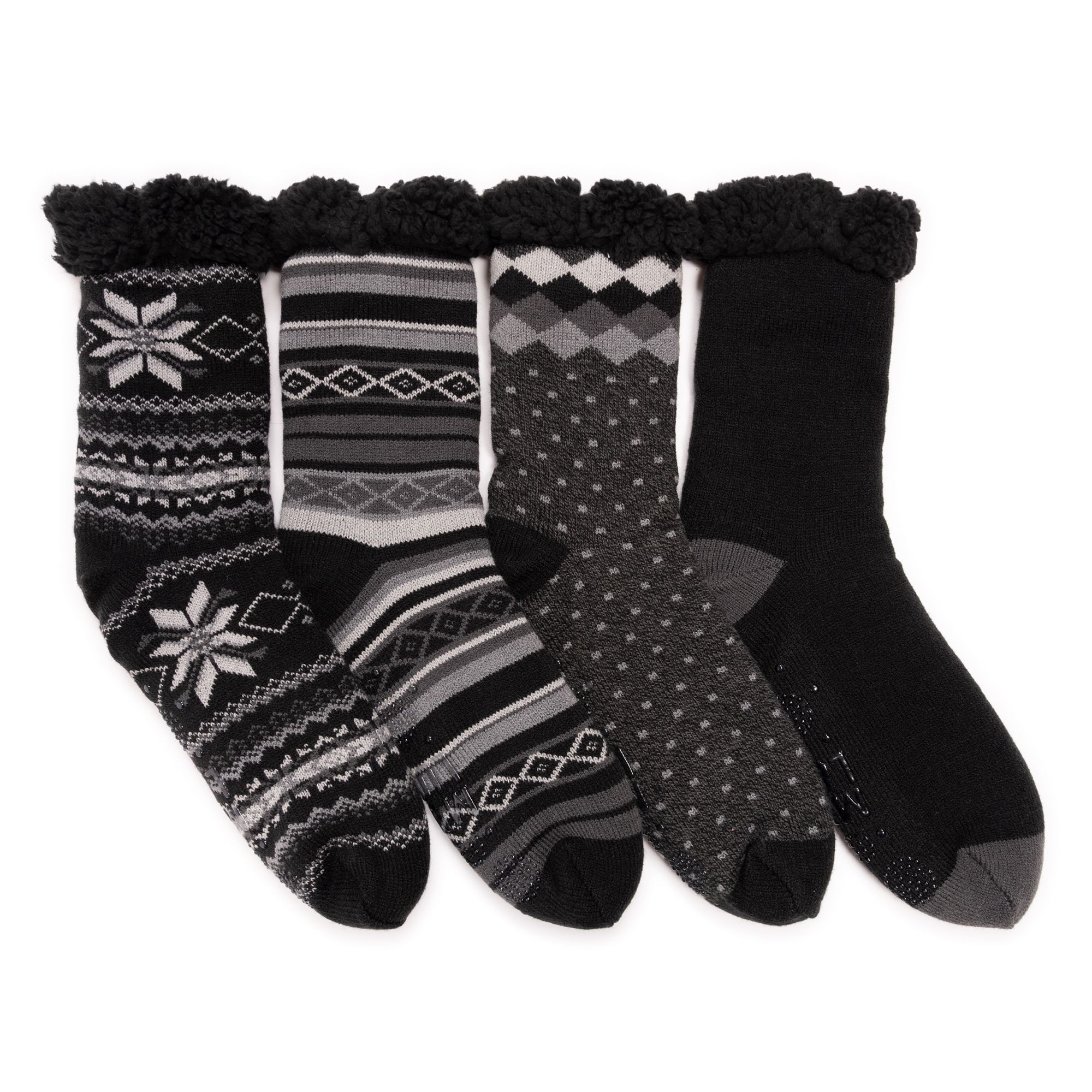 MUK LUKs Herren- Stopper-Socken weich gefüttert 4er Pack
