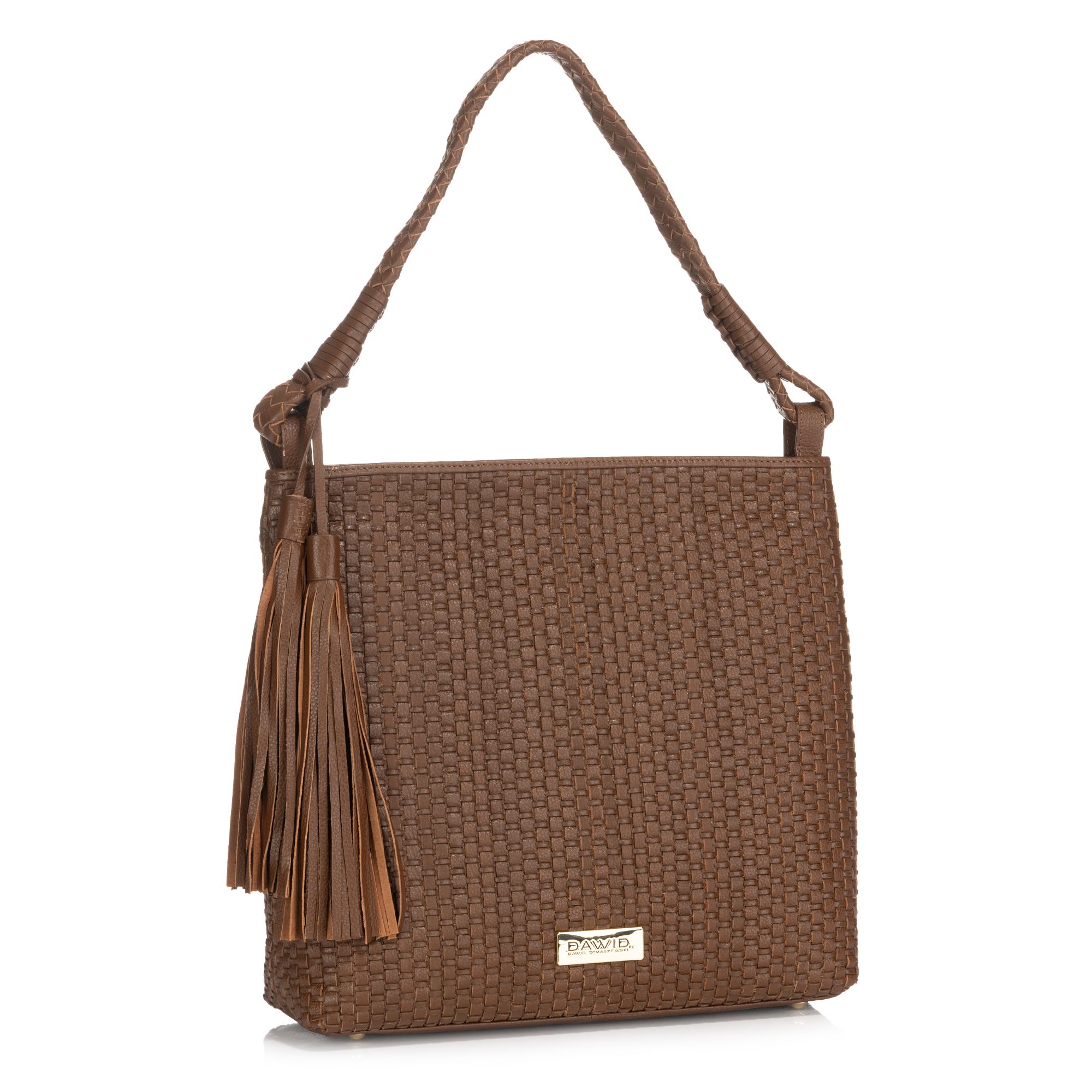 DAWID by Dawid Tomaszewski Schultertasche echt Leder geflochten