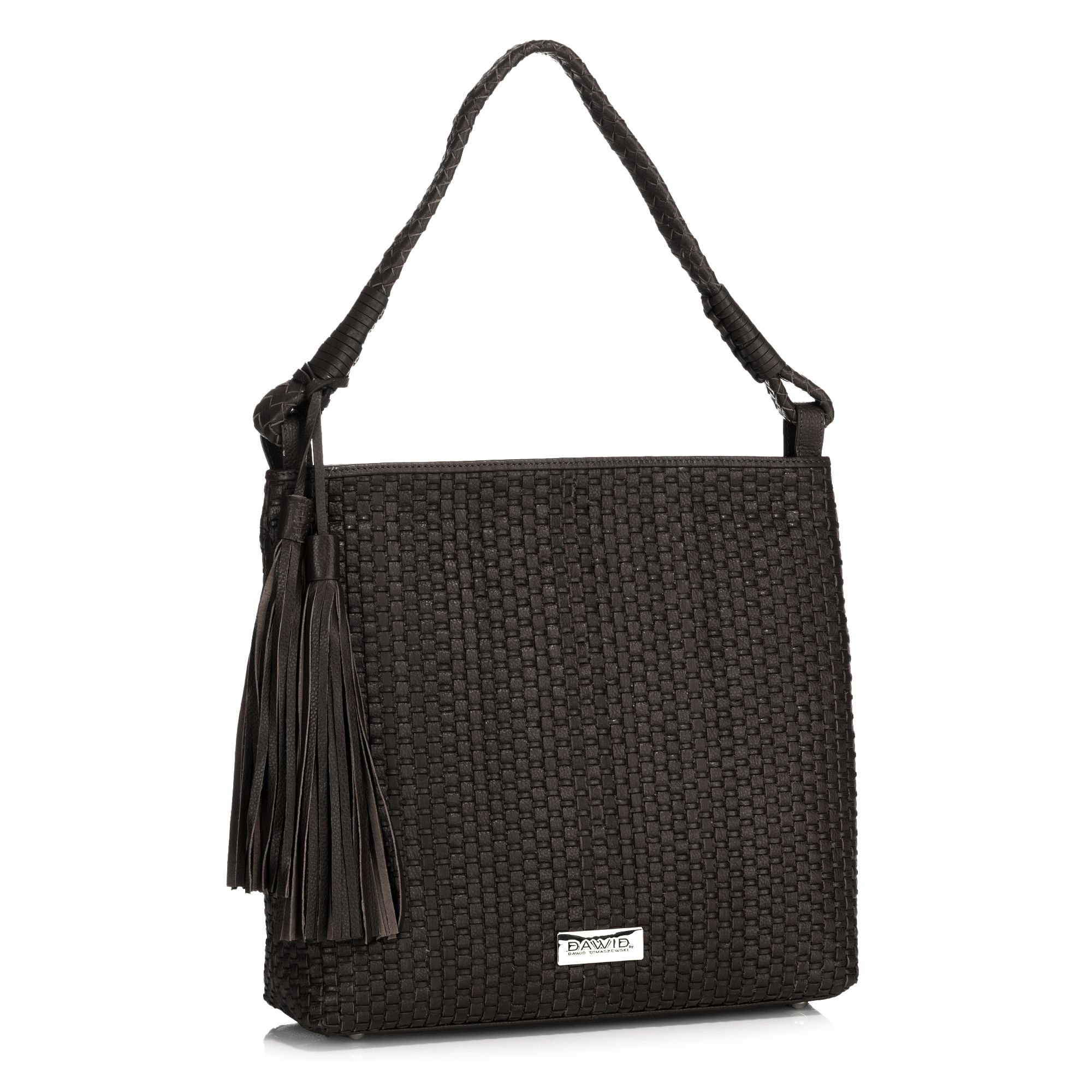 DAWID by Dawid Tomaszewski Schultertasche echt Leder geflochten