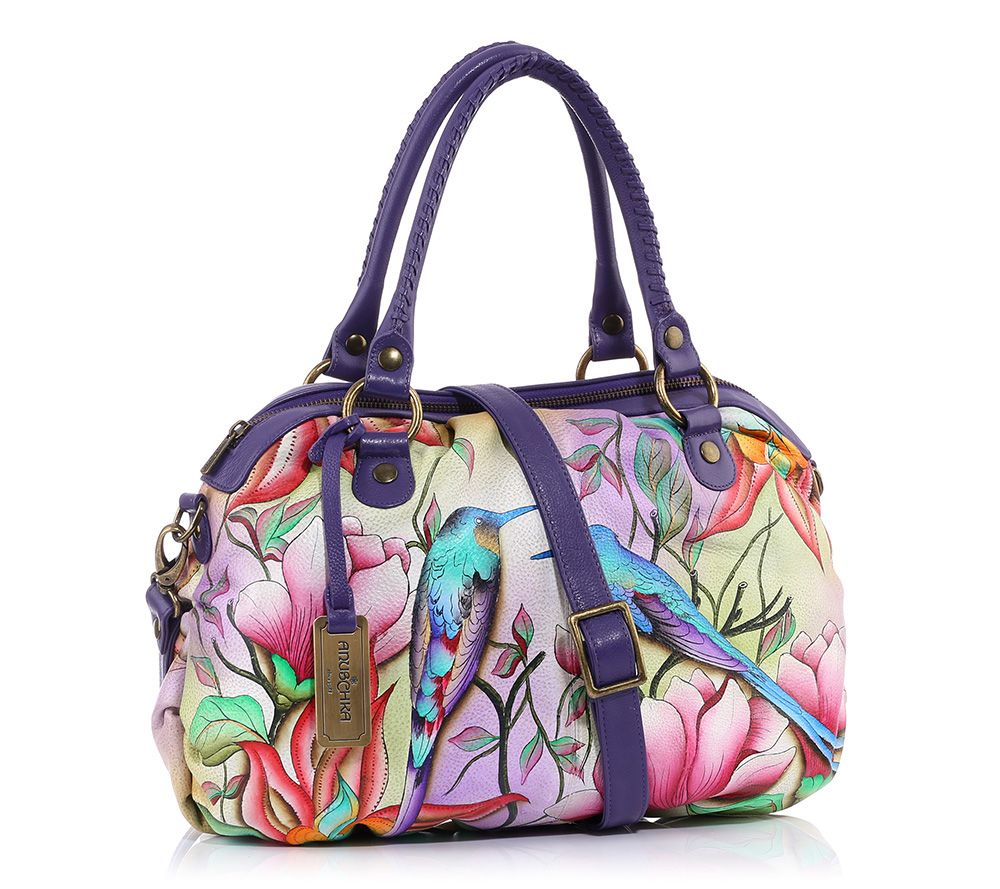 ANUSCHKA® Henkeltasche echt Leder inkl. Kosmetiketui abnehmbarer Riemen