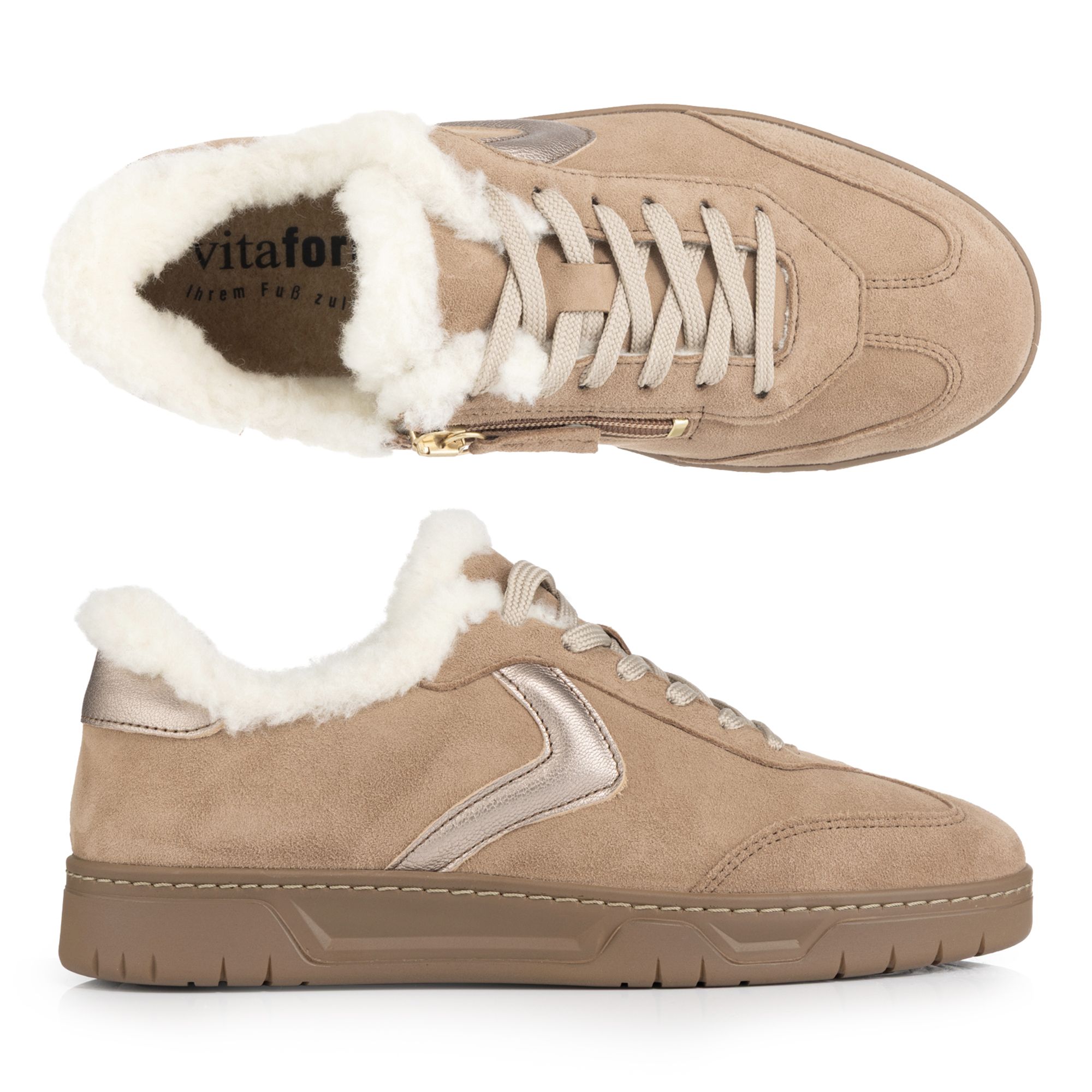 VITAFORM Damen-Sneaker Samtziegenleder Wollfutter Sohle Marla