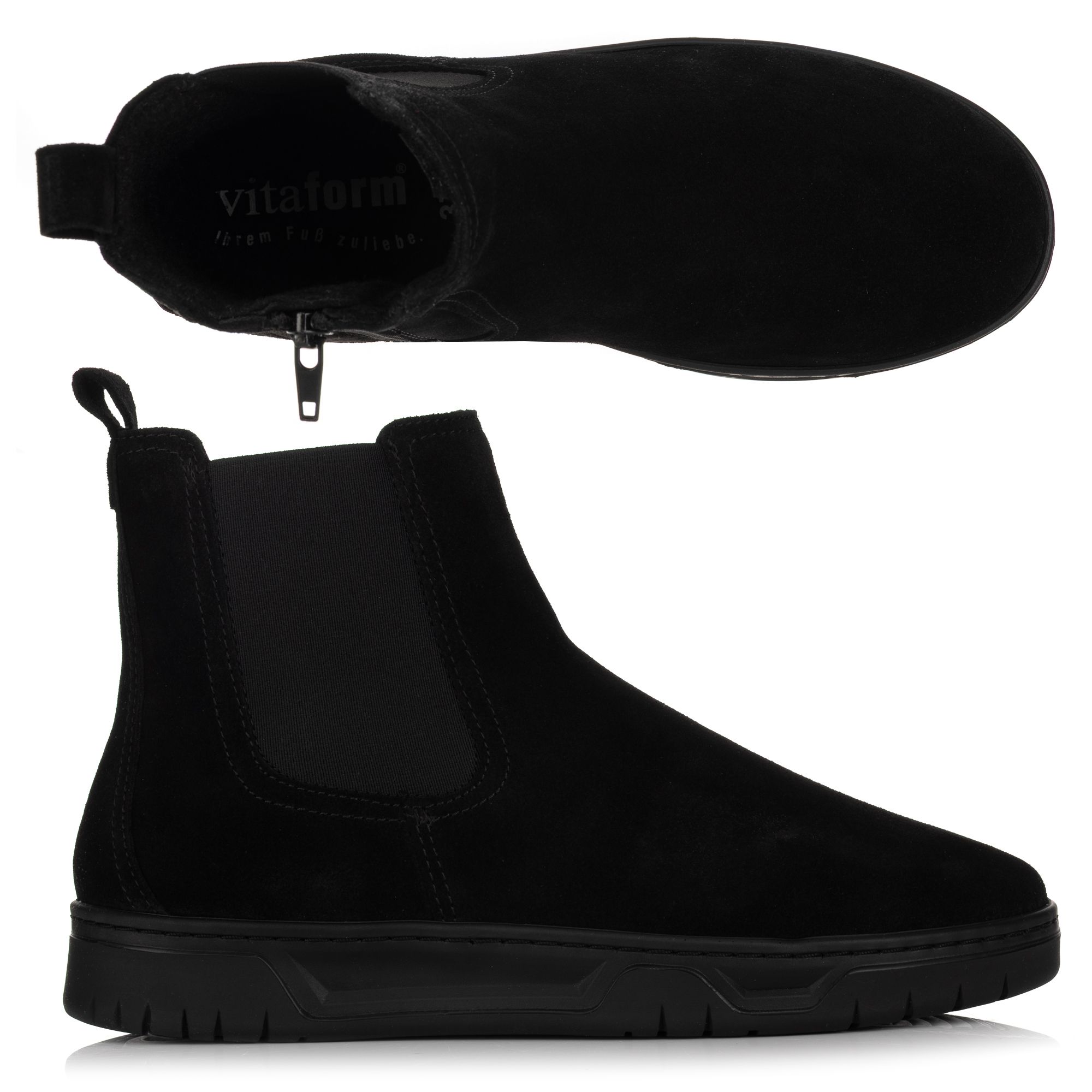 VITAFORM Damen- Stiefelette Verloursleder Chelsea Sohle Marla