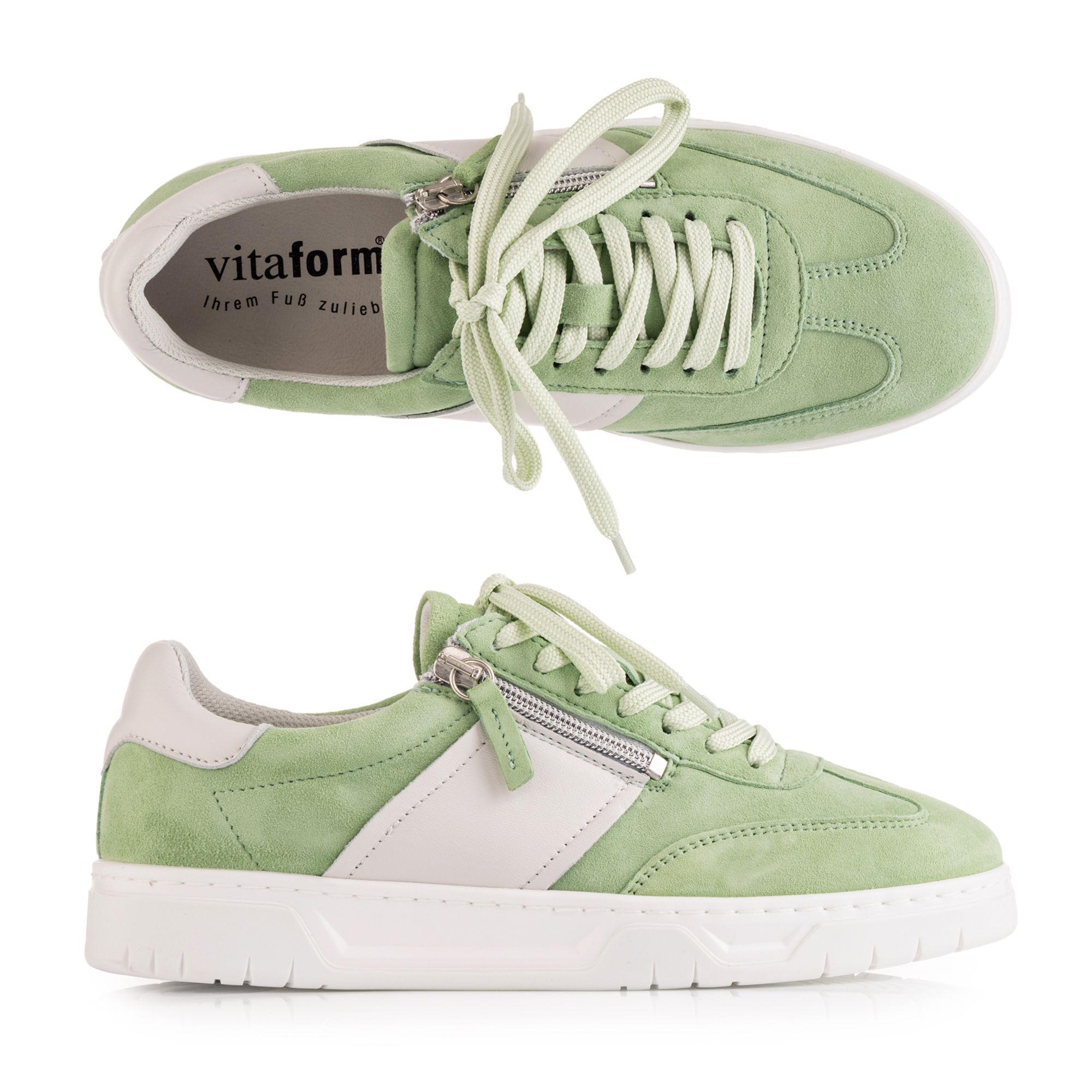 VITAFORM Damen-Sneaker Samtziege/Softnappa seitl. Reißverschluss Sohle Marla