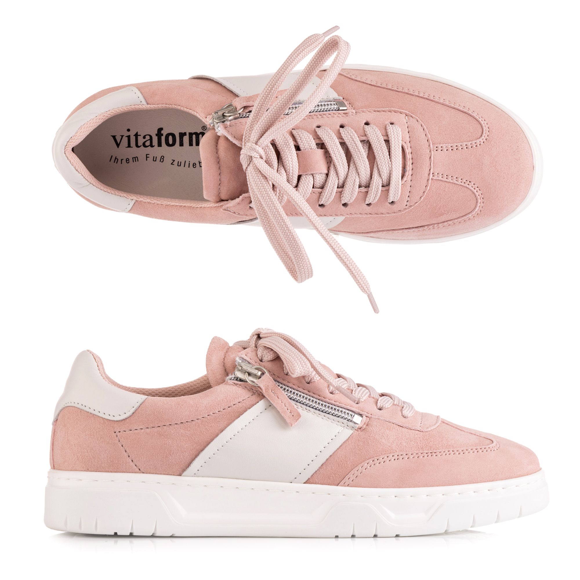 VITAFORM Damen-Sneaker Samtziege/Softnappa seitl. Reißverschluss Sohle Marla