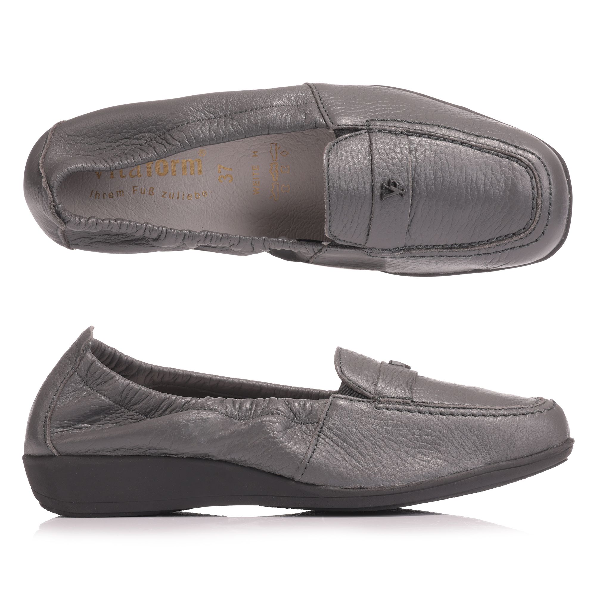 VITAFORM Damen- Mokassin Hirschleder schwarze Schmuckniete Sohle Hilka