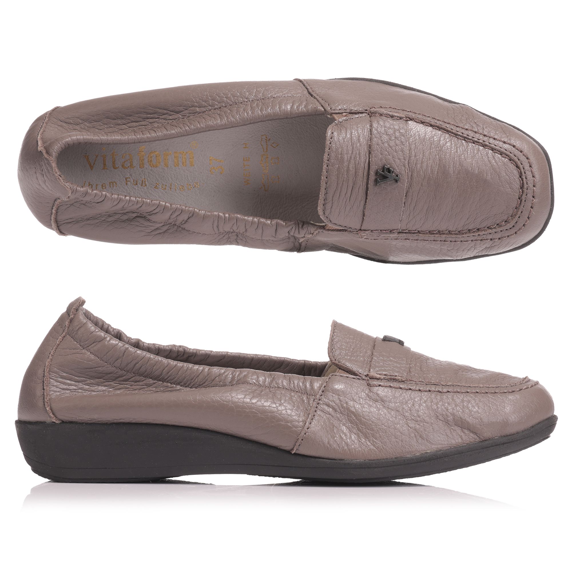 VITAFORM Damen- Mokassin Hirschleder schwarze Schmuckniete Sohle Hilka