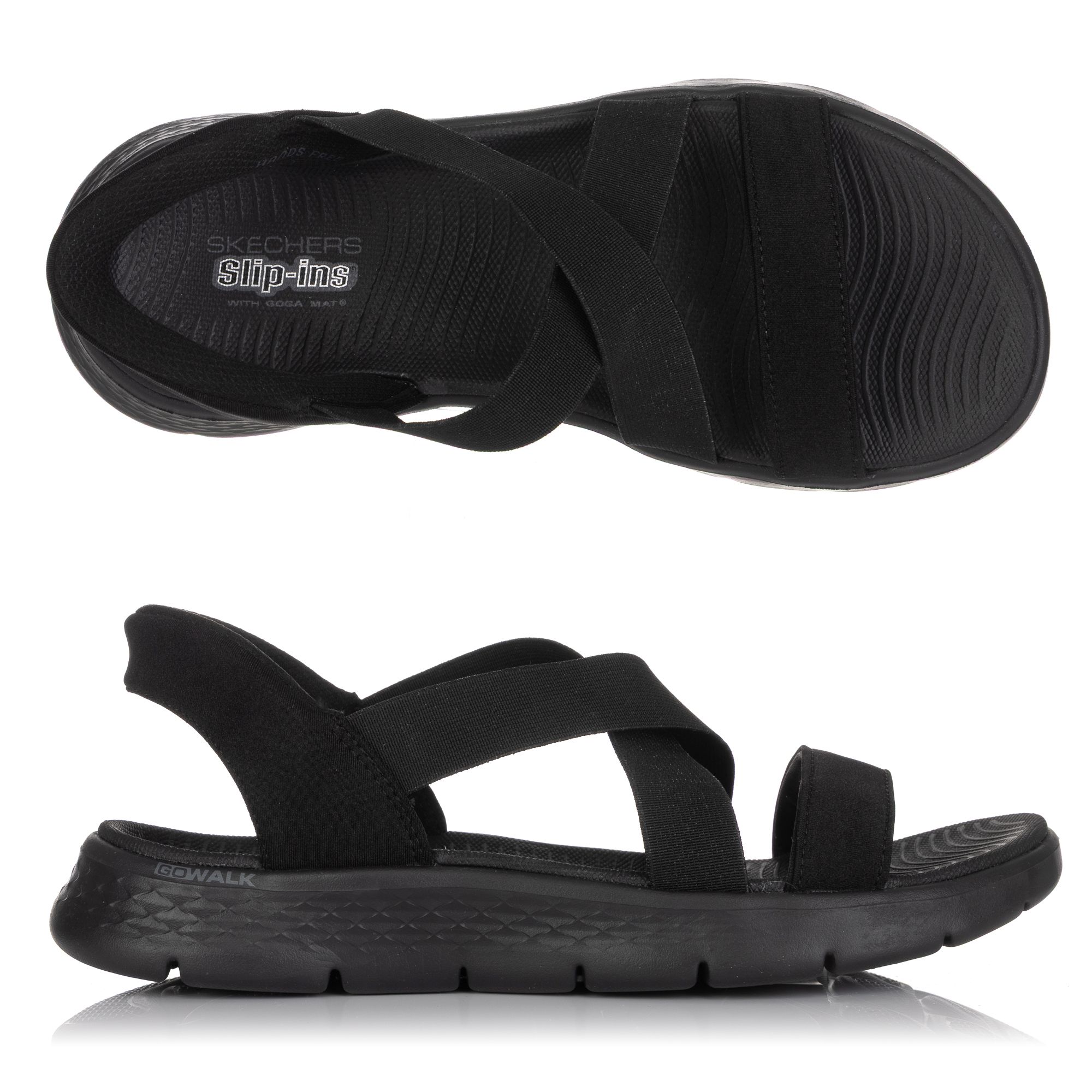 SKECHERS Damen-Sandale Go Walk Flex schimmernden Stoff Hands Free Slip-ins®