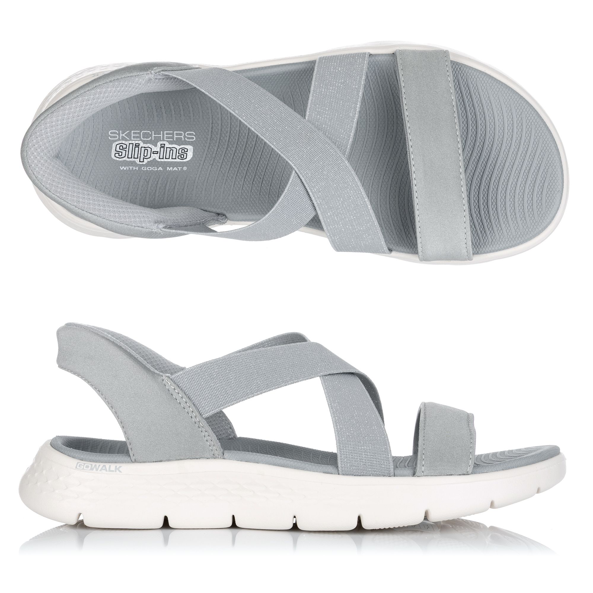 SKECHERS Damen-Sandale Go Walk Flex schimmernden Stoff Hands Free Slip-ins®