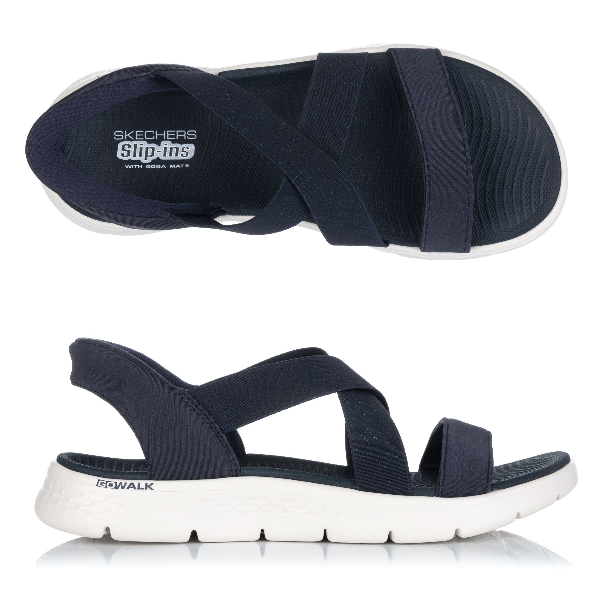 SKECHERS Damen-Sandale Go Walk Flex schimmernden Stoff Hands Free Slip-ins®