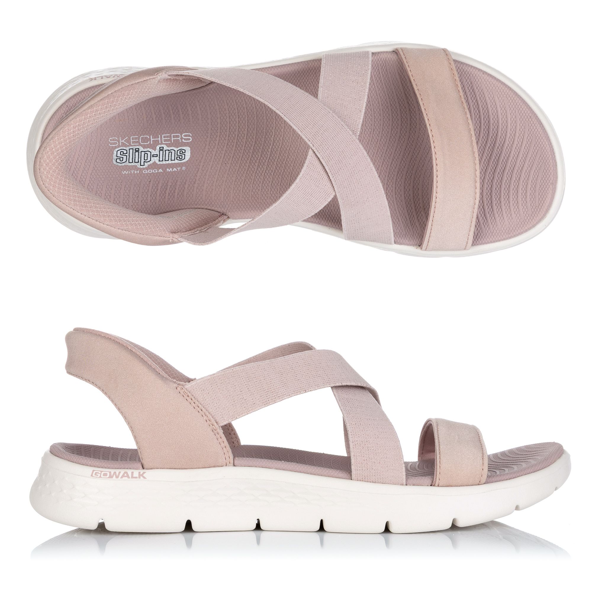 SKECHERS Damen-Sandale Go Walk Flex schimmernden Stoff Hands Free Slip-ins®