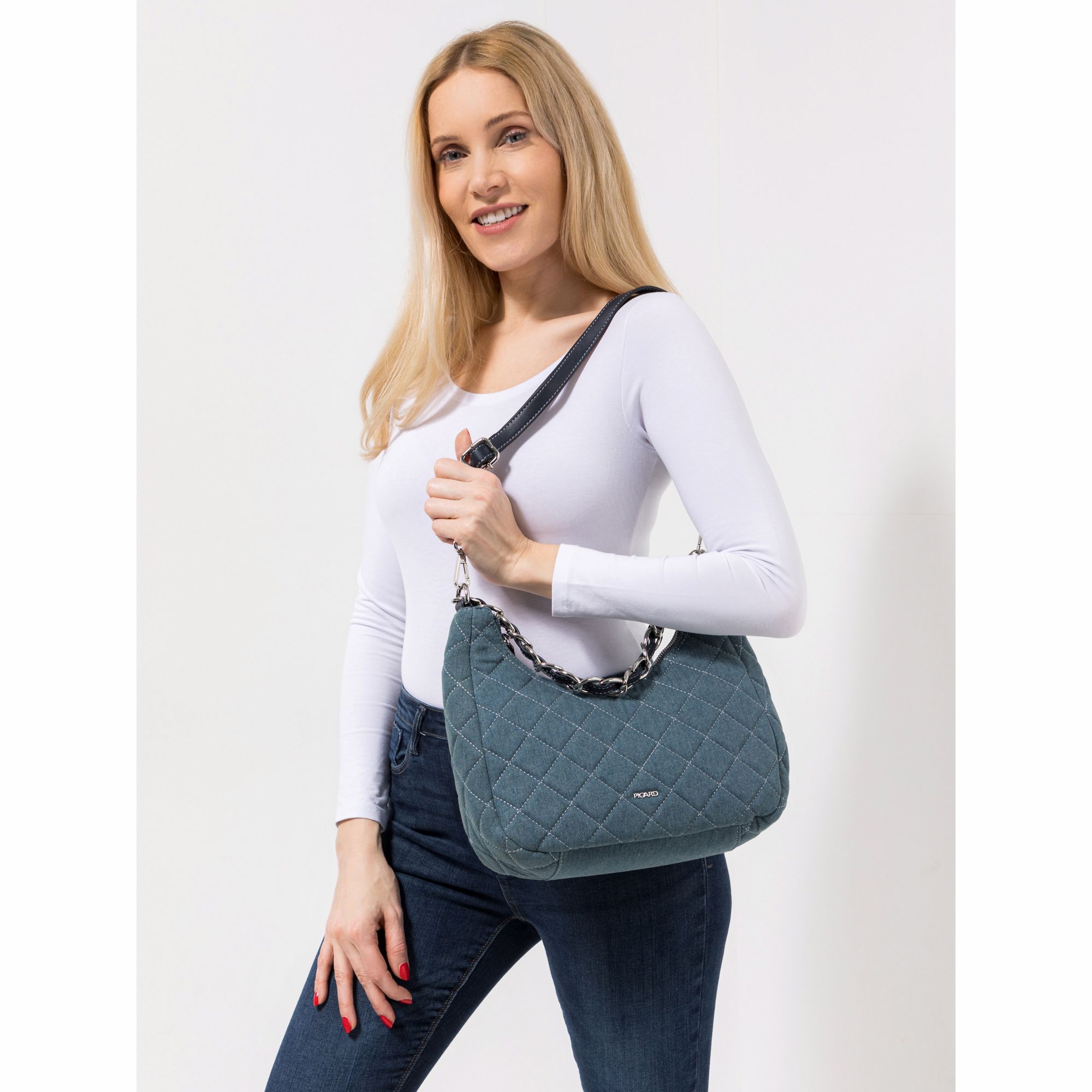 PICARD® Schultertasche Rocky Denim-Optik Flaschenhalter - QVC.de