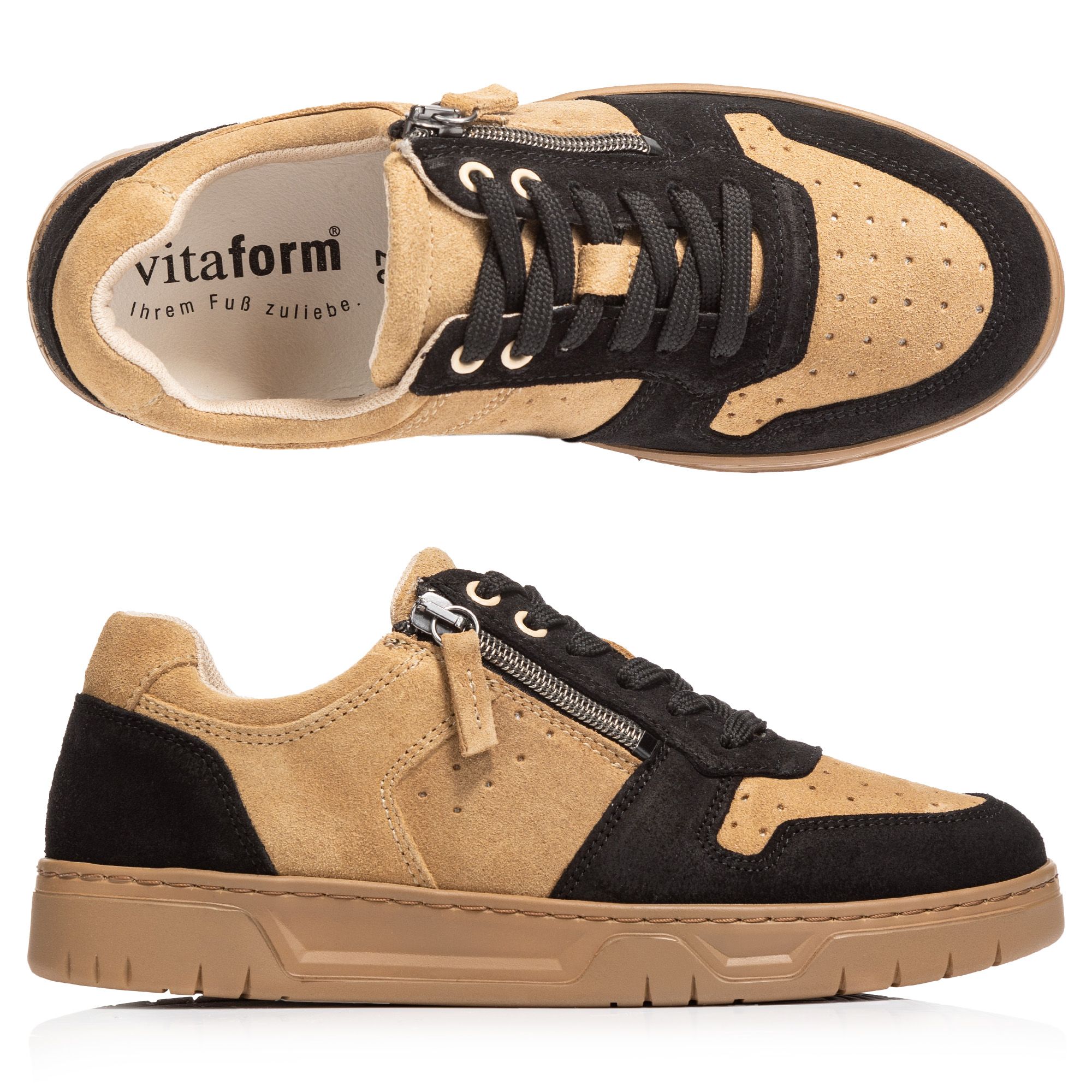 VITAFORM Damen-Sneaker Veloursleder Reißverschluss Sohle Marla