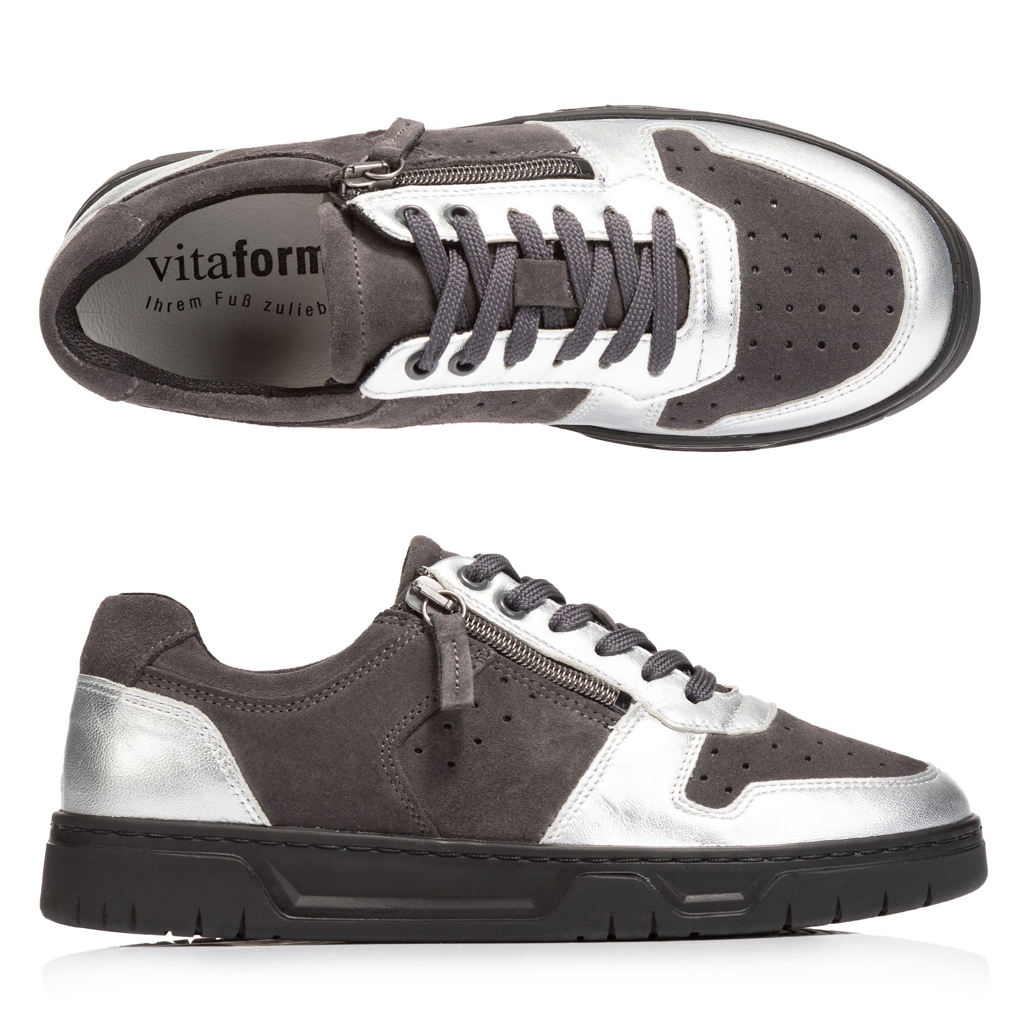 VITAFORM Damen-Sneaker Veloursleder Reißverschluss Sohle Marla