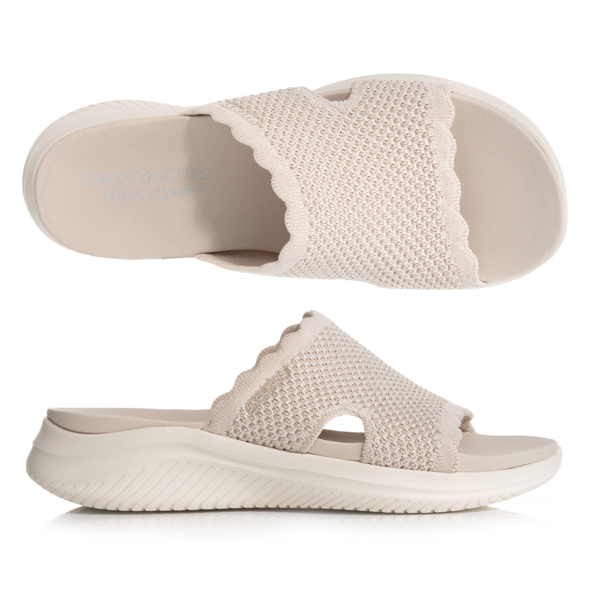 SKECHERS Damen-Pantolette Ultra Flex 3.0 Scalloped Shimmer Yoga Foam Fußbett