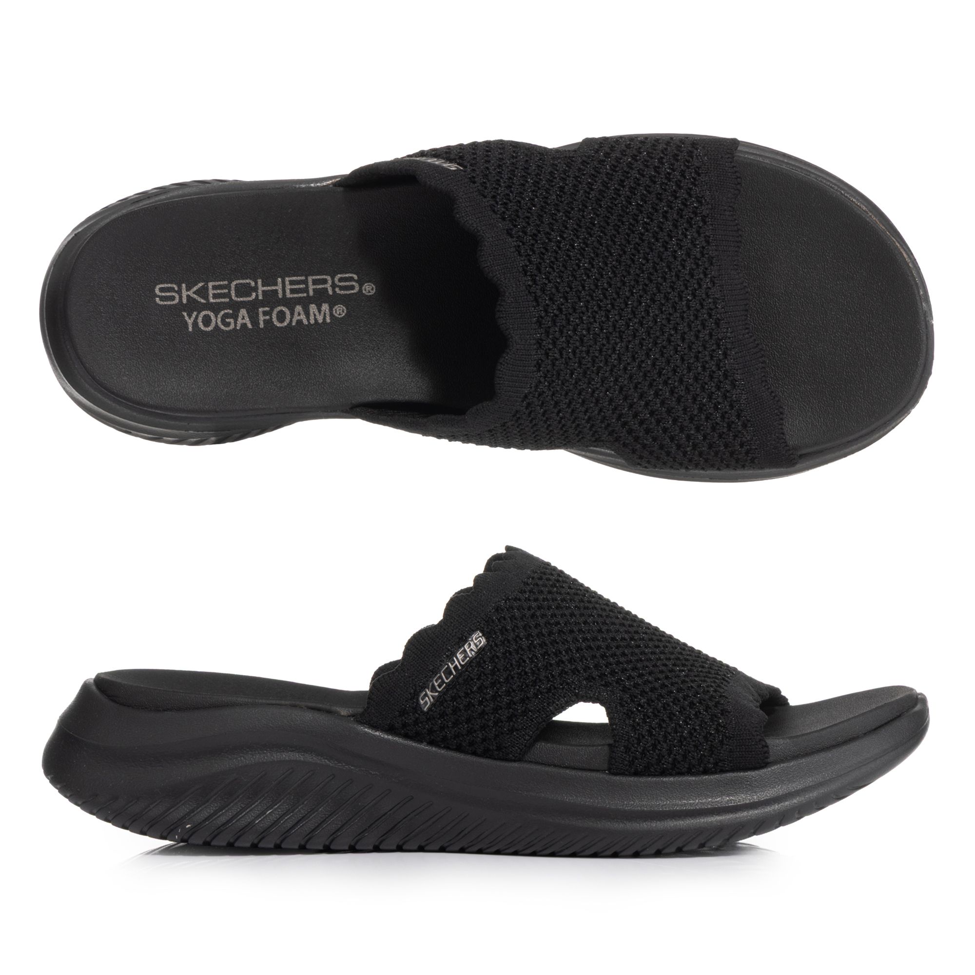 SKECHERS Damen-Pantolette Ultra Flex 3.0 Scalloped Shimmer Yoga Foam Fußbett