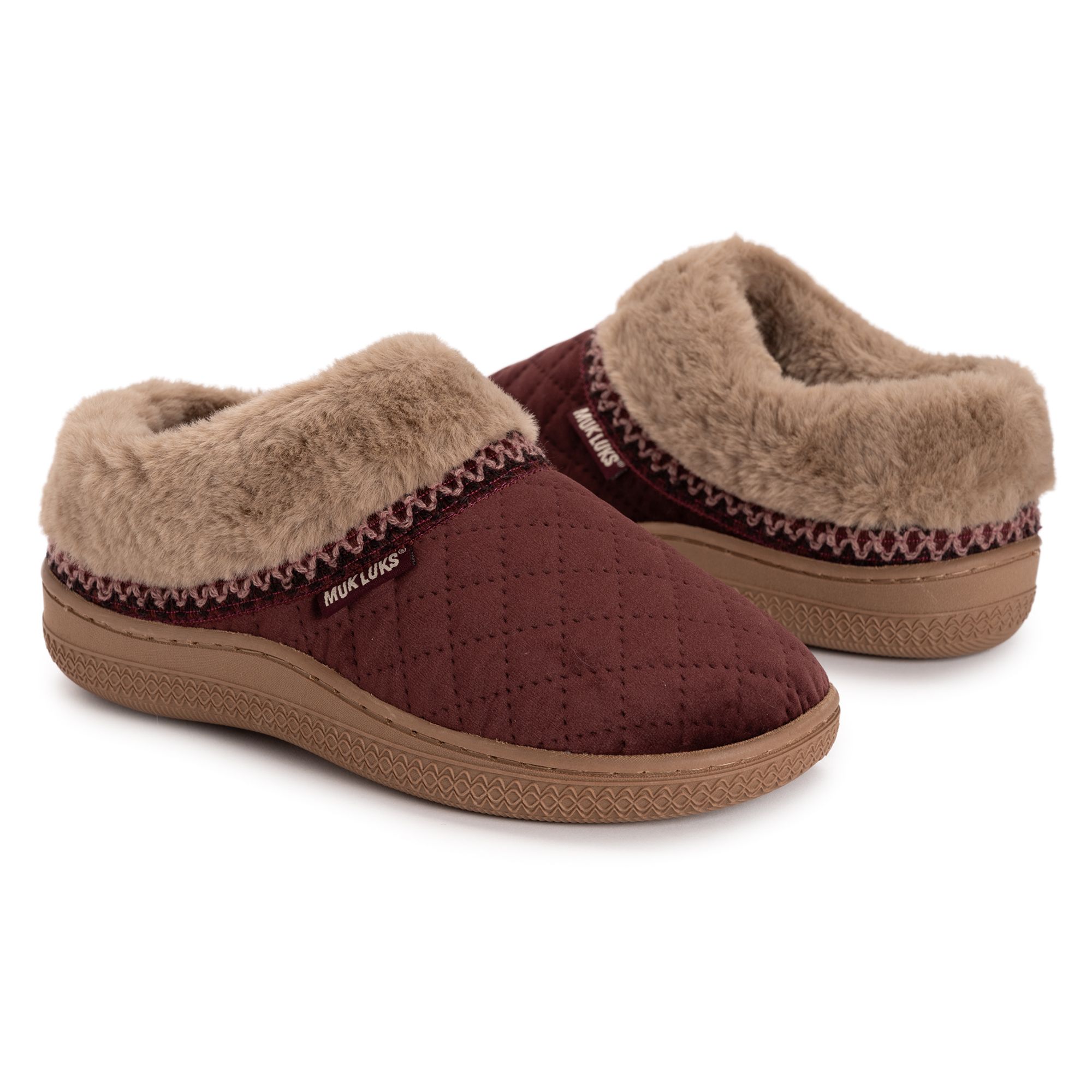 MUK LUKs Damen-Hausschuhe rutschfeste Sohle Rautensteppung waschbar