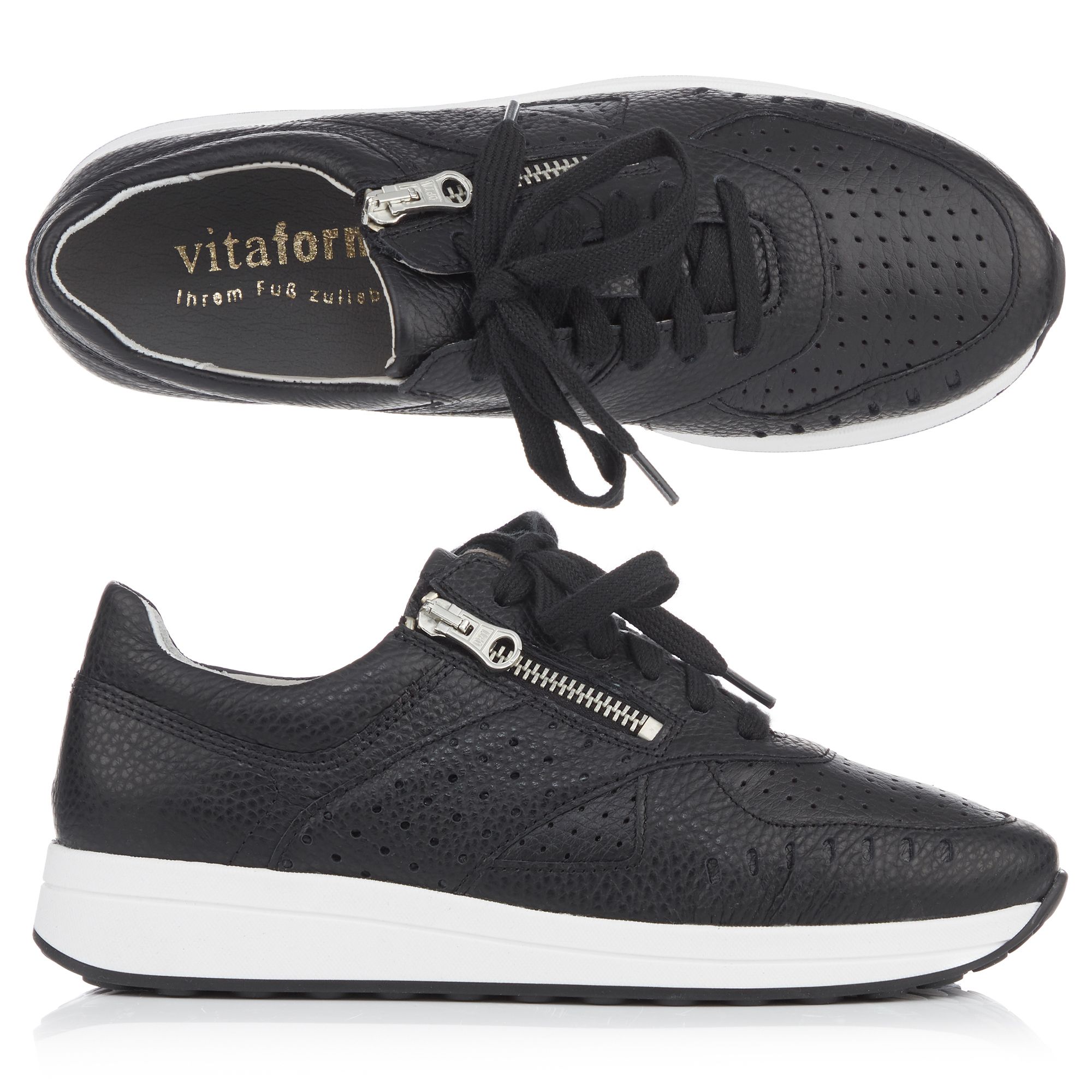 VITAFORM Damen-Sneaker Hirschleder Softnappa seitl. Reißverschluss Sohle Sarina Jeanette