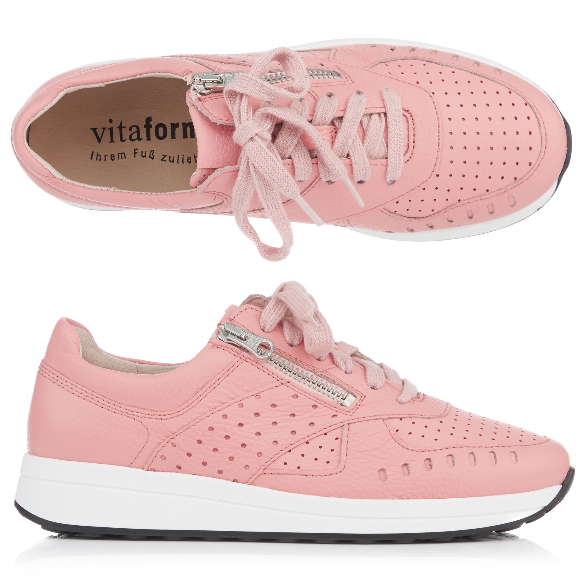 VITAFORM Damen-Sneaker Hirschleder Softnappa seitl. Reißverschluss Sohle Sarina Jeanette