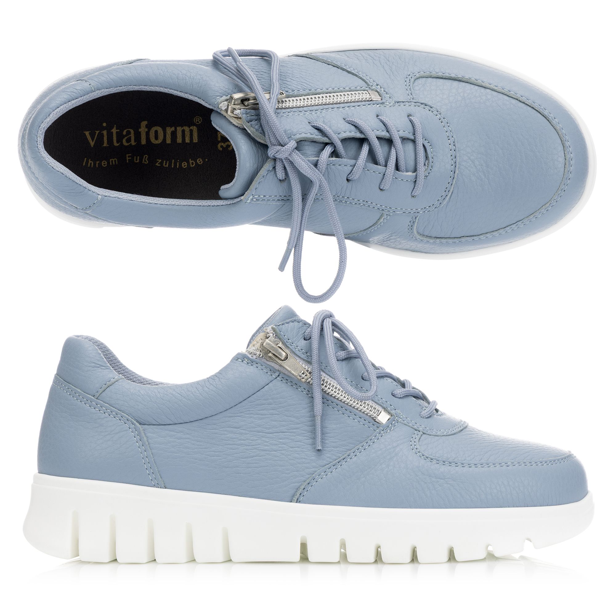 VITAFORM Damen-Sneaker Hirschleder Reißverschluss flexible Laufsohle