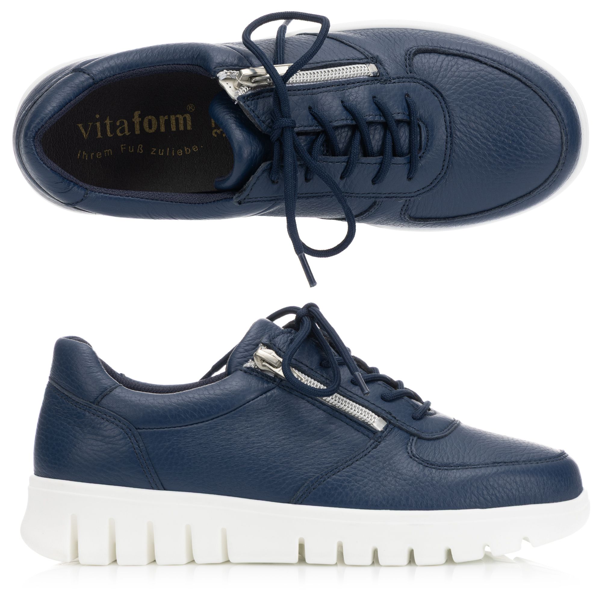 VITAFORM Damen-Sneaker Hirschleder Reißverschluss flexible Laufsohle