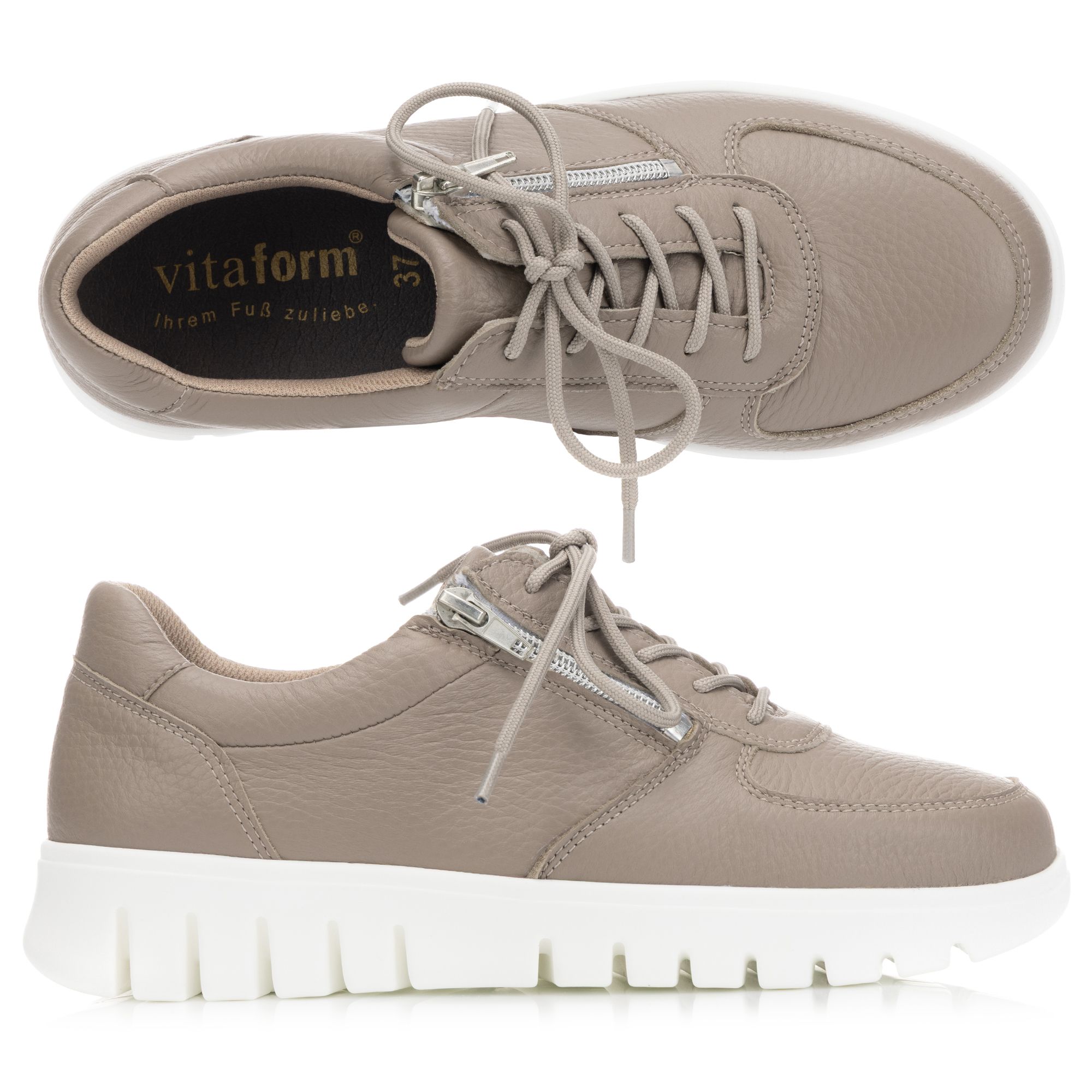 VITAFORM Damen-Sneaker Hirschleder Reißverschluss flexible Laufsohle