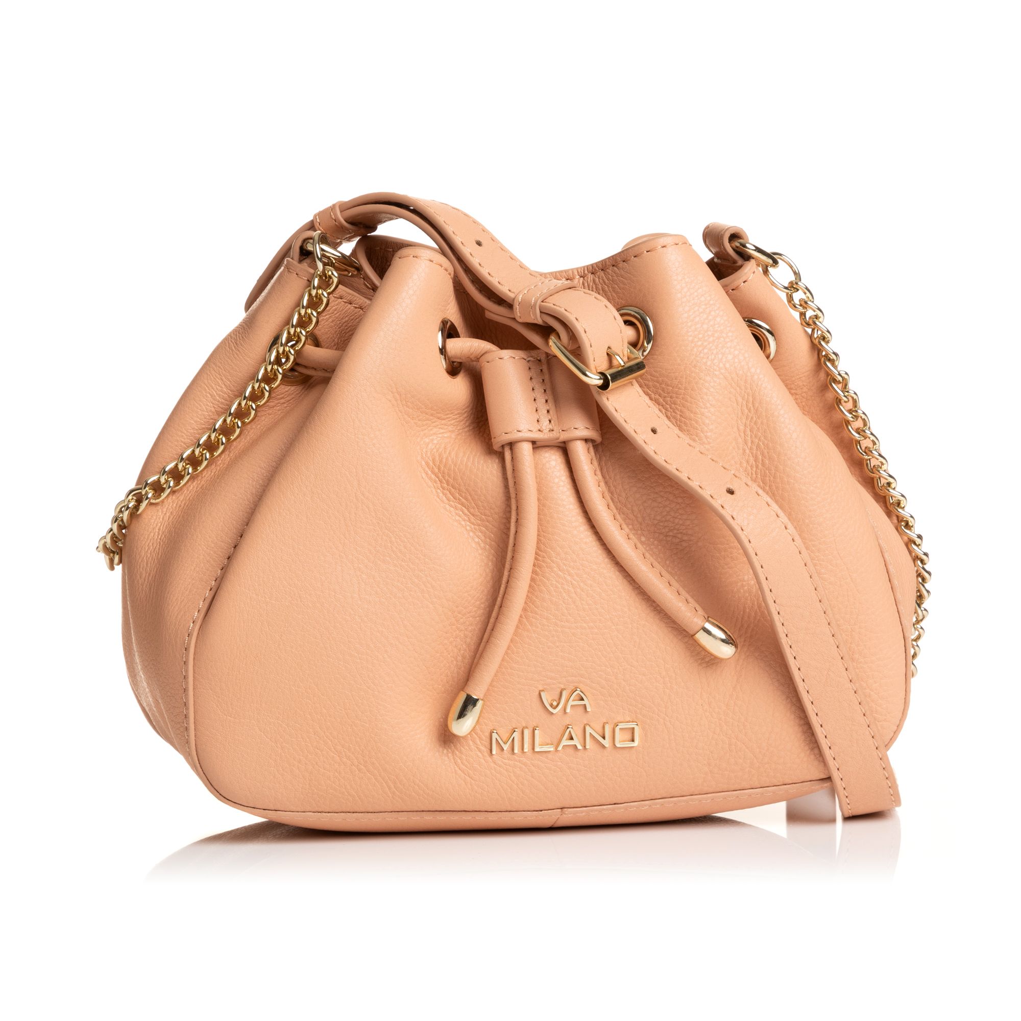 VIA MILANO Umhängetasche Echt Leder Verstellbar VM-Logo