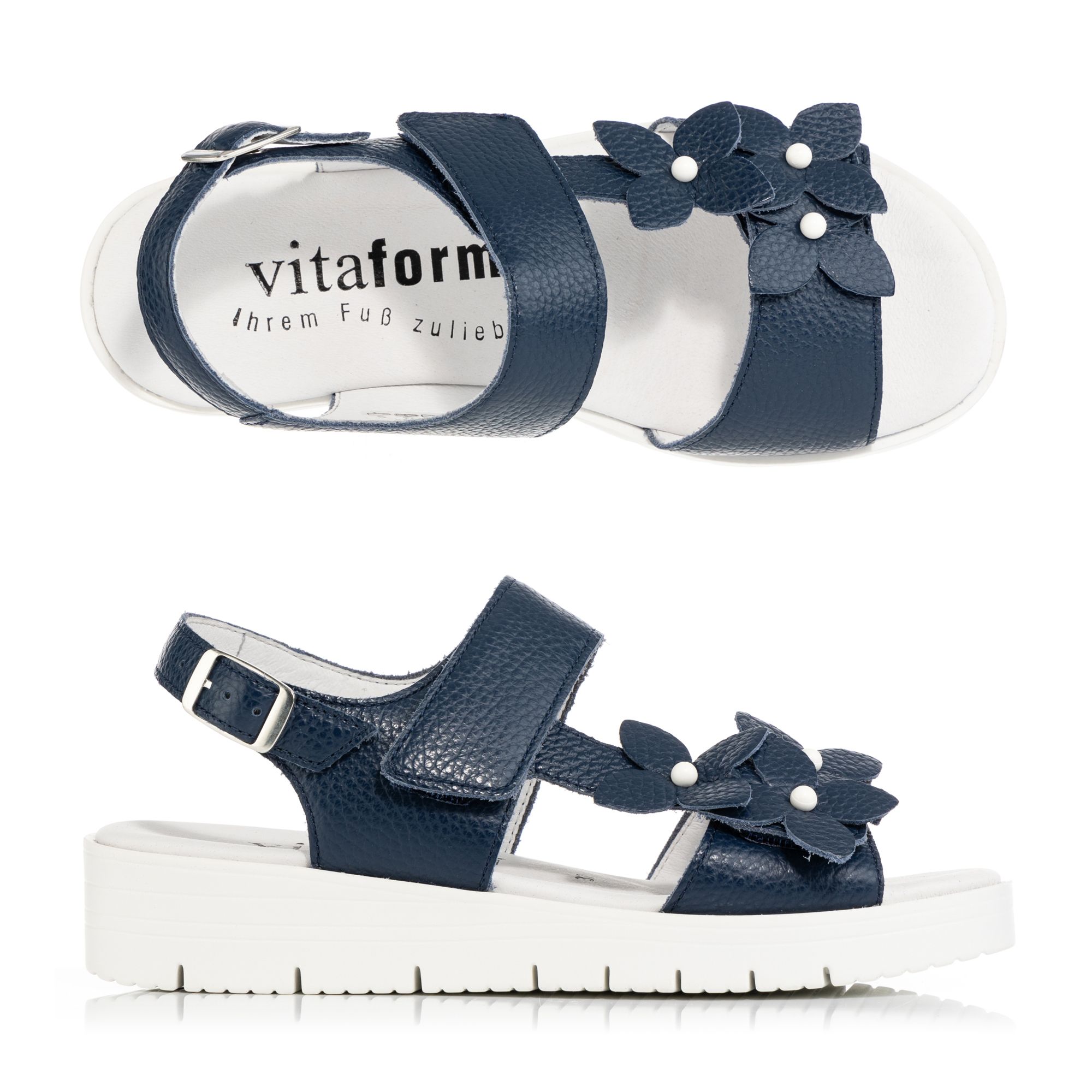 VITAFORM Damen-Sandale Nappaleder Blüten Details Sohle Lana