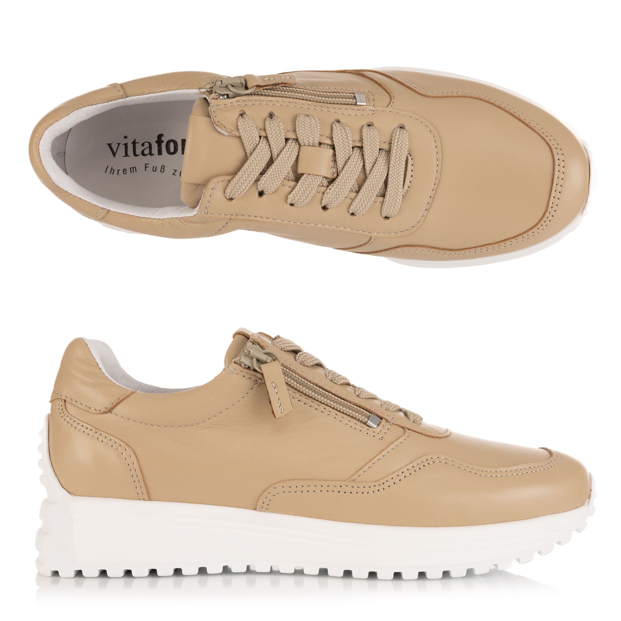 VITAFORM Damen-Sneaker Nappaleder Reißverschluss Autofahrersohle