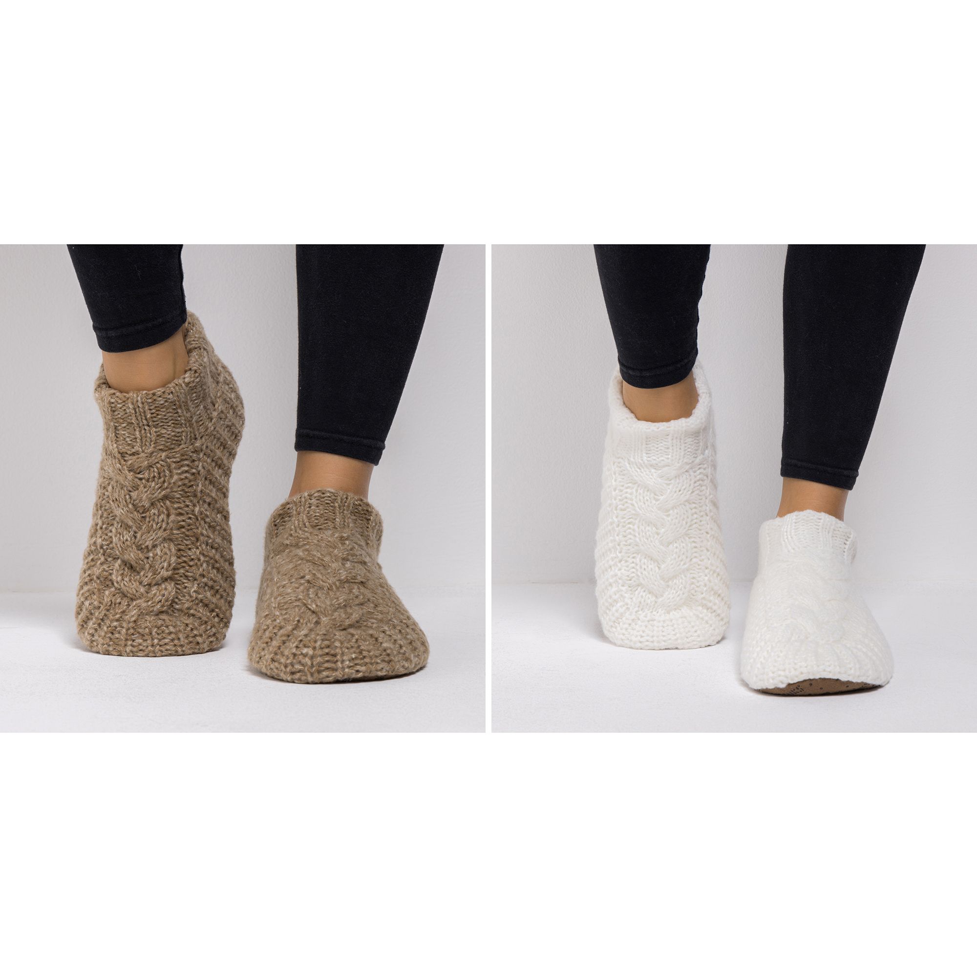 MUK LUKs Knöchel-Ballerina Zopfmuster gefüttert kuschelweich