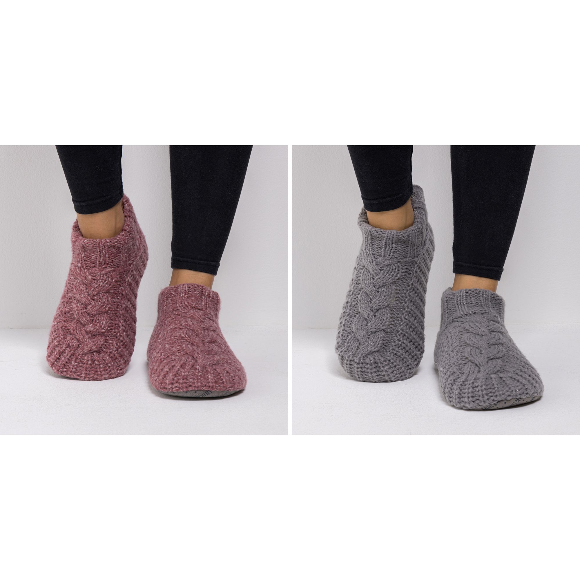 MUK LUKs Knöchel-Ballerina Zopfmuster gefüttert kuschelweich