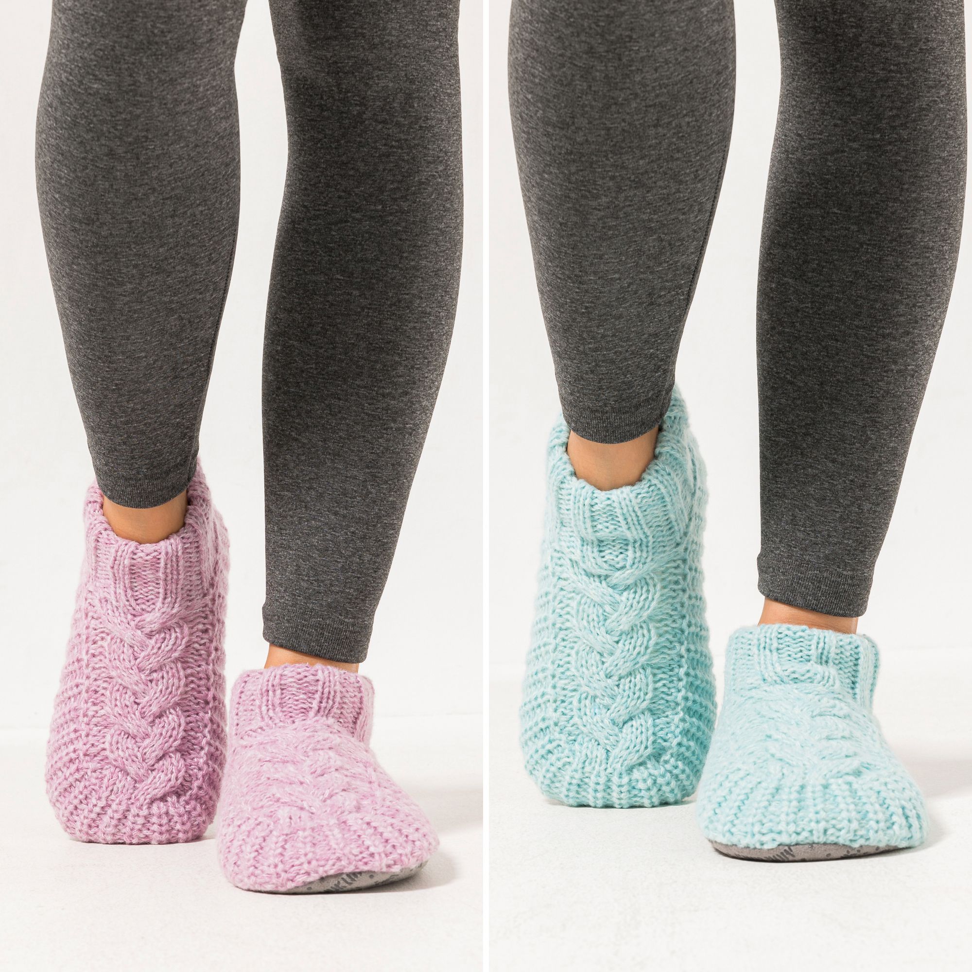 MUK LUKs Knöchel-Ballerina Zopfmuster gefüttert kuschelweich