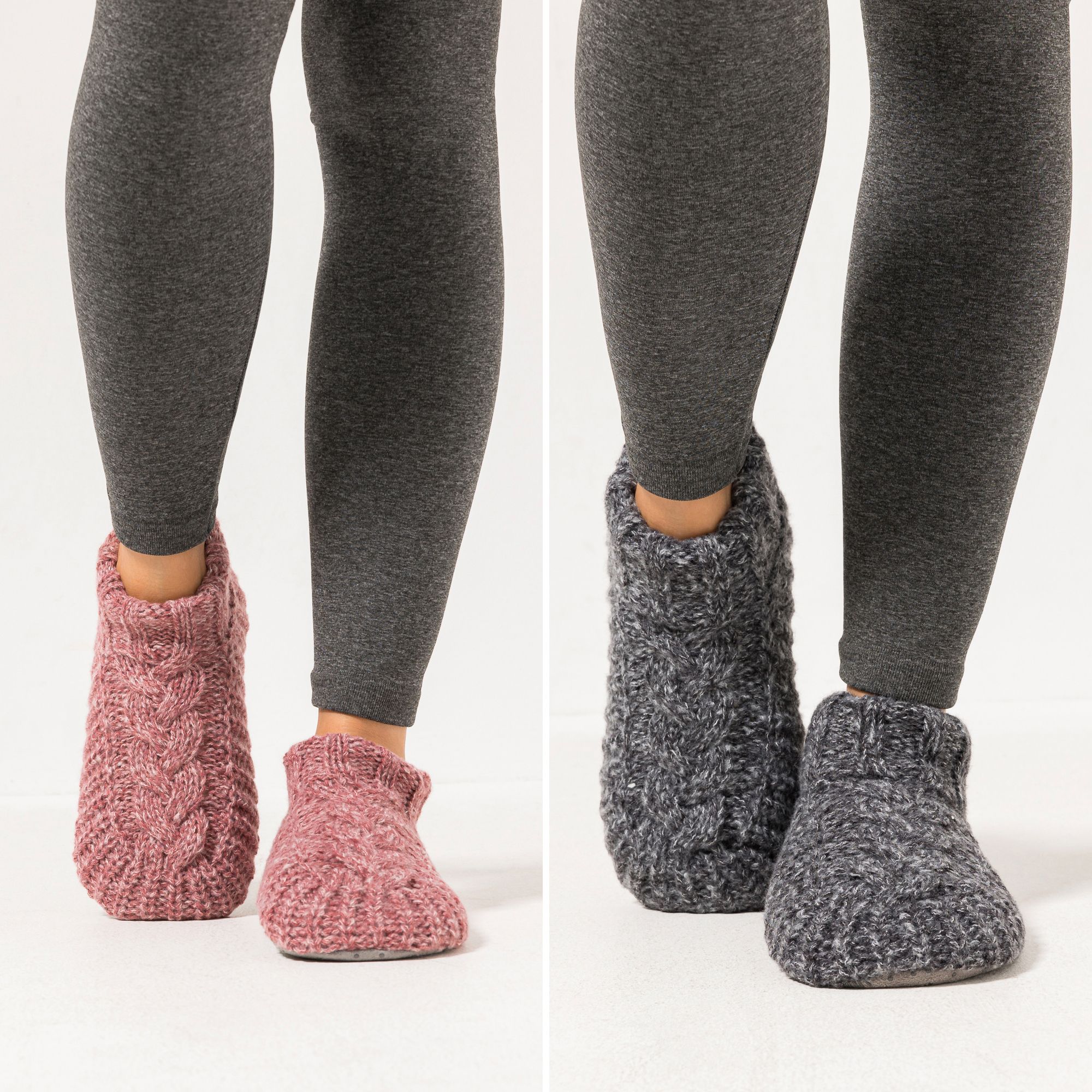 MUK LUKs Knöchel-Ballerina Zopfmuster gefüttert kuschelweich