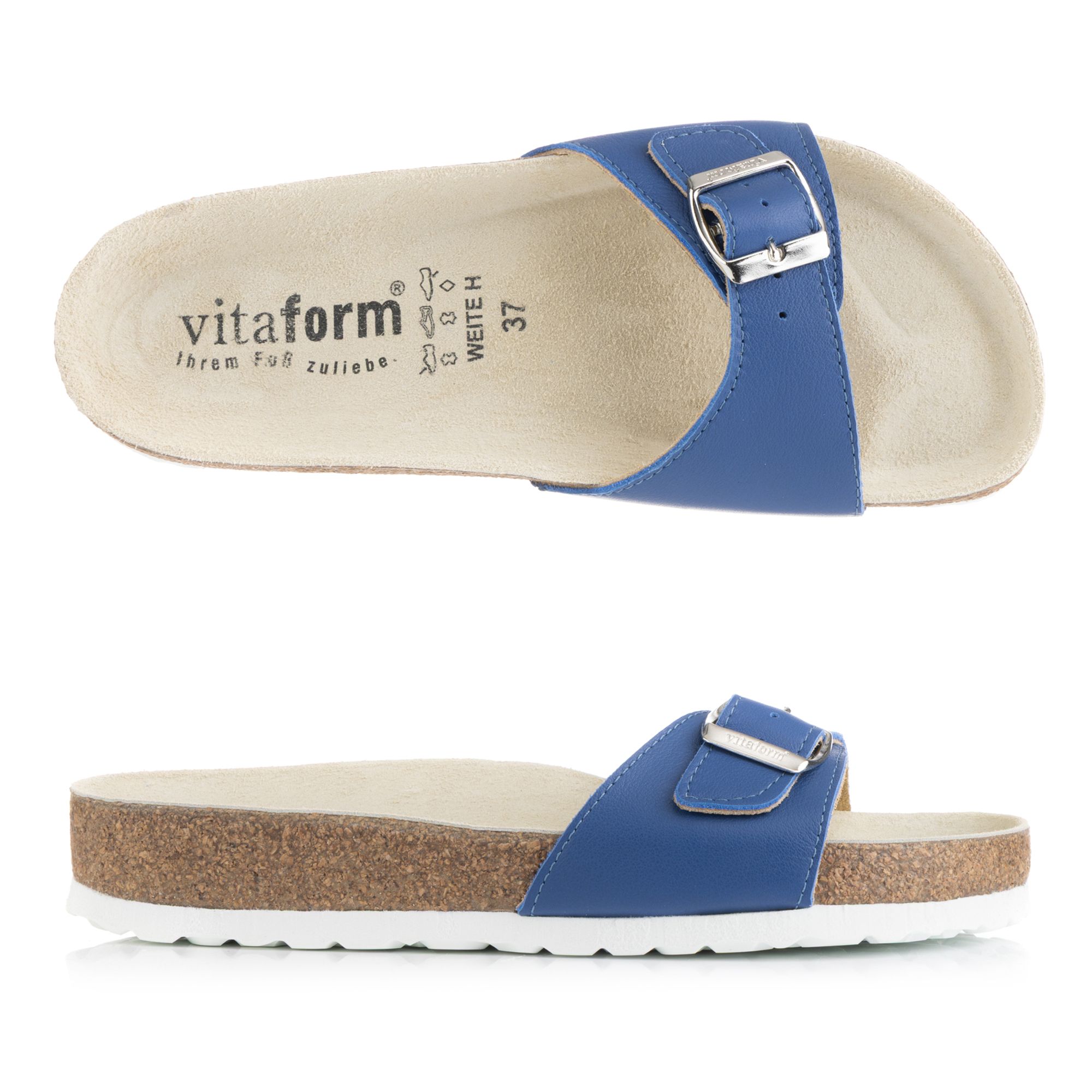 VITAFORM Damen-Pantolette echt Leder 1 Schnaller Tieffußbett