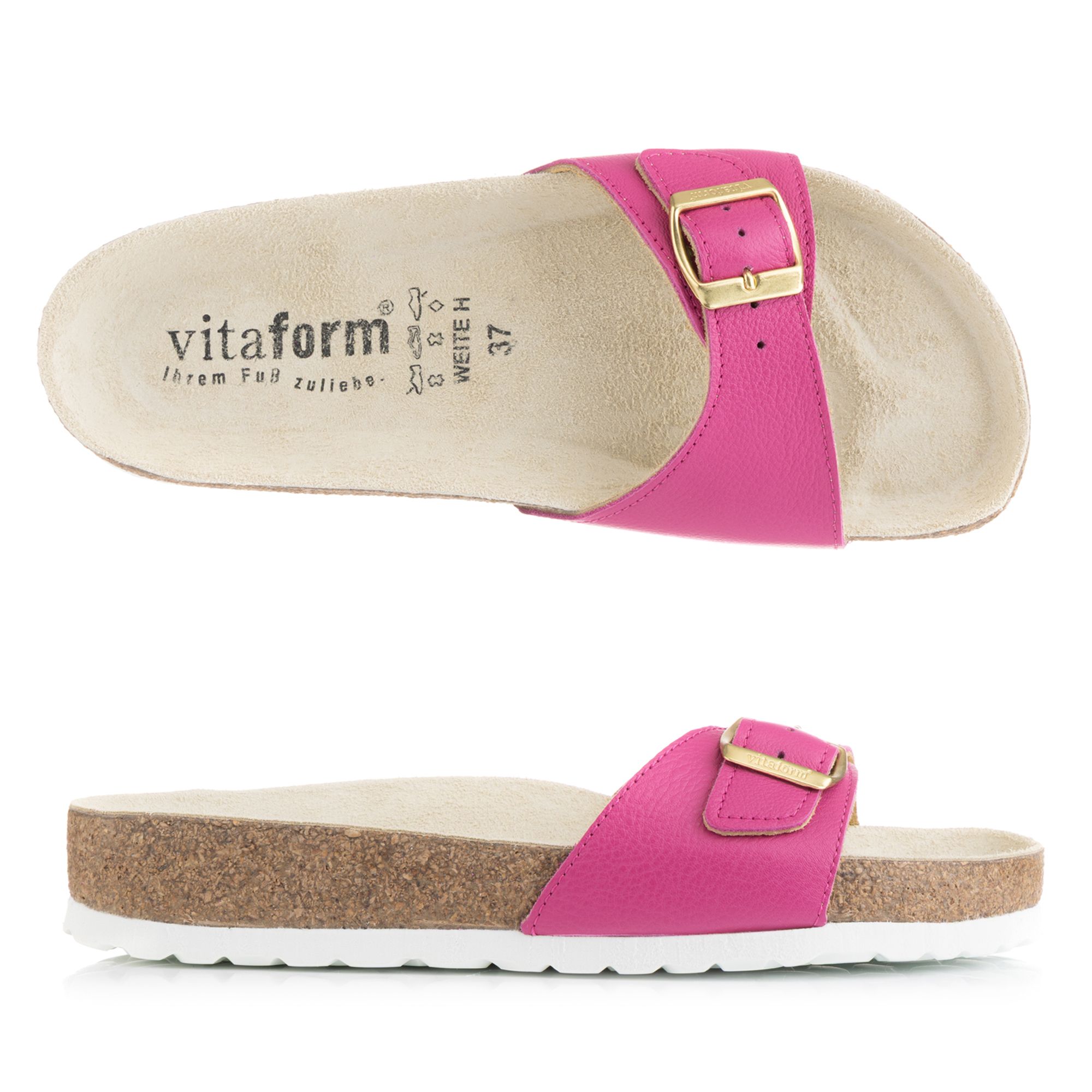VITAFORM Damen-Pantolette echt Leder 1 Schnaller Tieffußbett