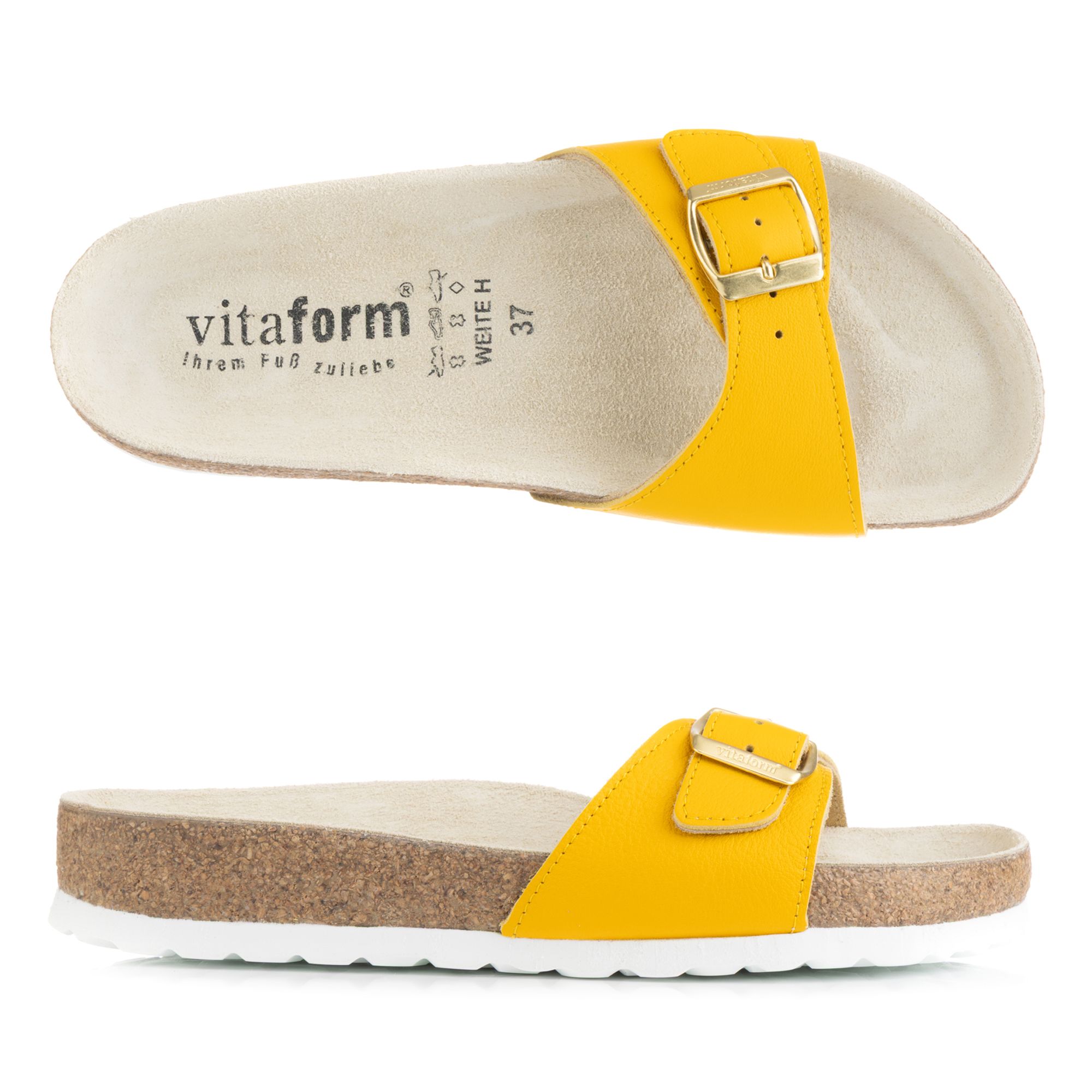 VITAFORM Damen-Pantolette echt Leder 1 Schnaller Tieffußbett