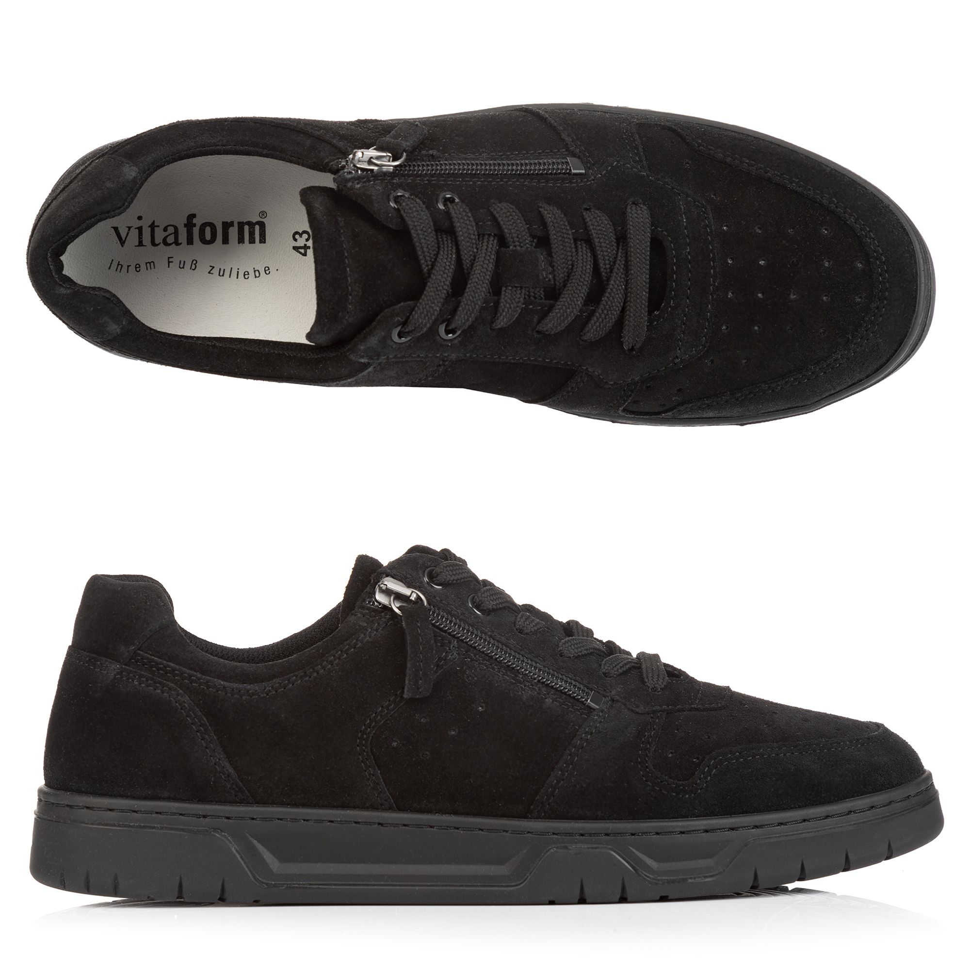 VITAFORM Herren-Sneaker Veloursleder seitl. Reißverschluss Sohle Marla