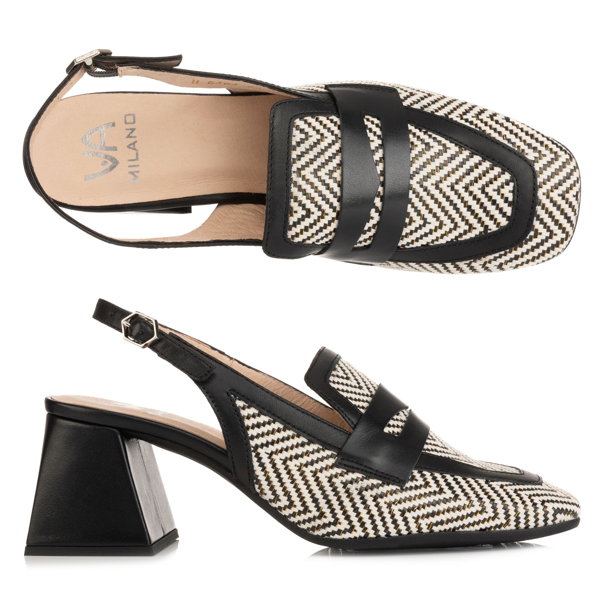 VIA MILANO Damen-Sandalette Materialmix Schnallenverschluss Absatz ca. 5cm