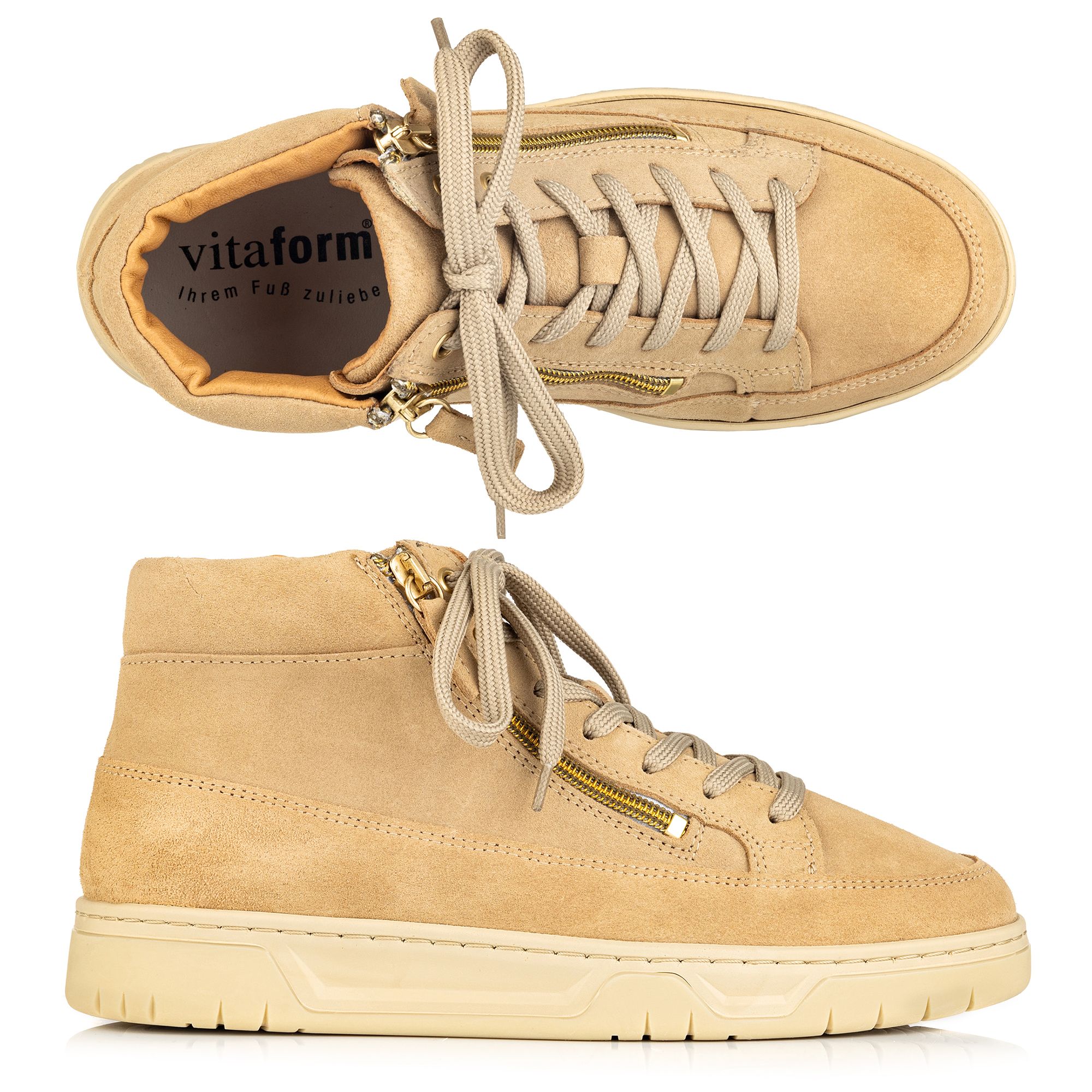 VITAFORM Damen-Hightopsneaker Veloursleder seitl. Reißverschluss Sohle Marla