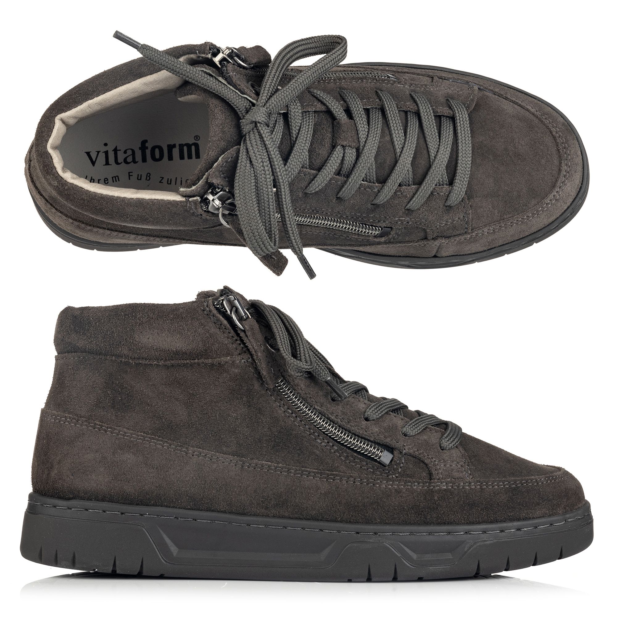 VITAFORM Damen-Hightopsneaker Veloursleder seitl. Reißverschluss Sohle Marla