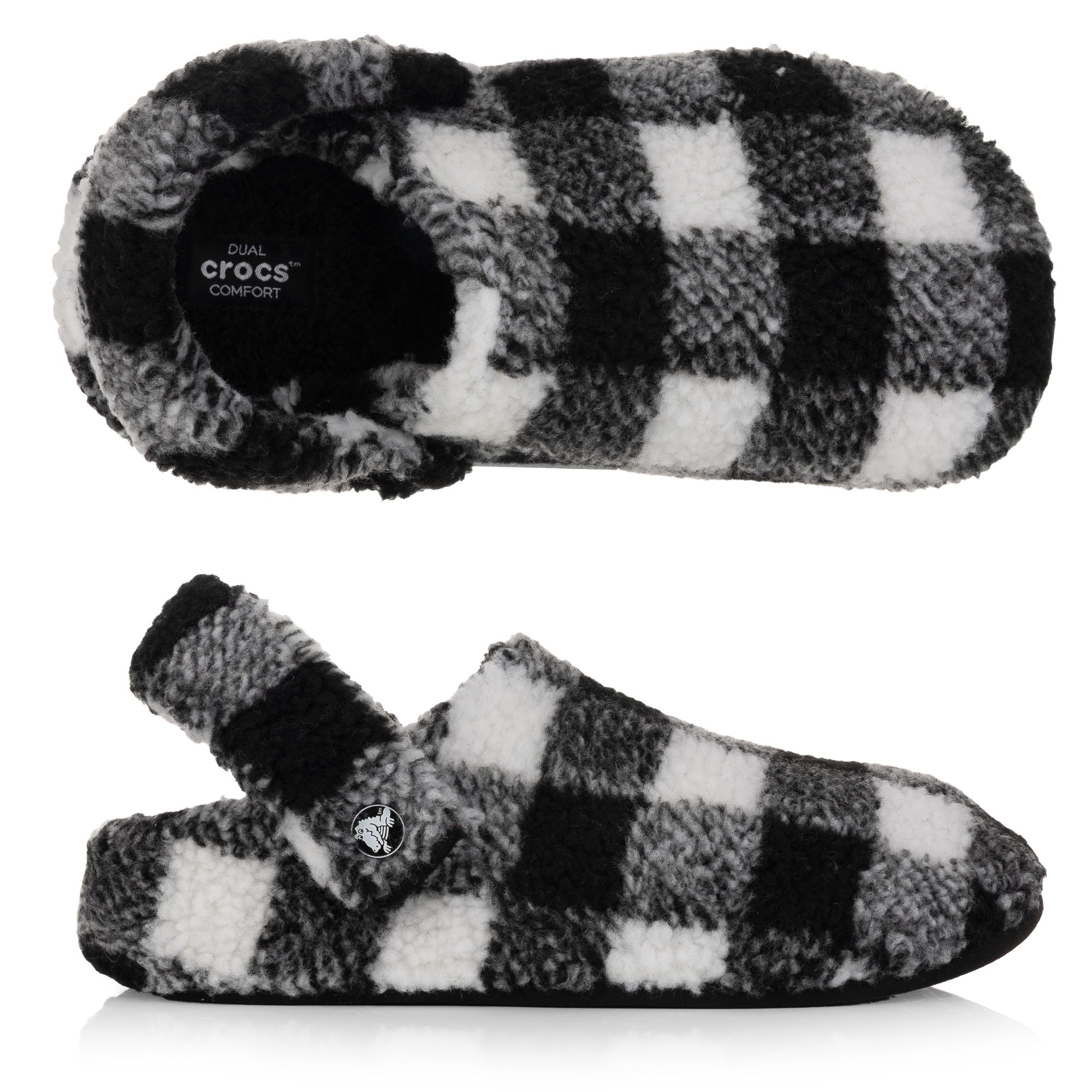 CROCS™ Damen-Clogs Classic Buff fuzzy-all-over Karo-Muster