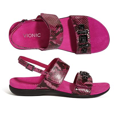 VIONIC Damensandale echt Leder Schmuckdetails Klettverschluss