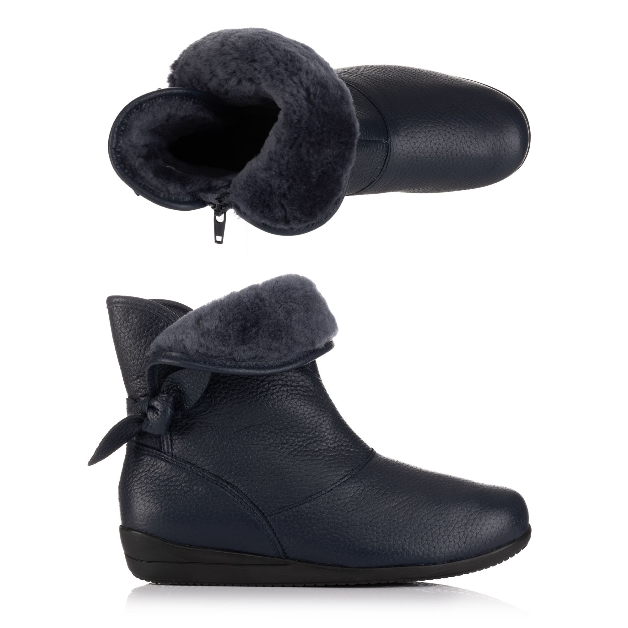 VITAFORM Damen-Stiefel Hirschleder Lammfell Knoten-Detail