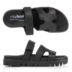 VITAFORM Damen-Pantolette Nappaleder Klettriemen Sohle Lara